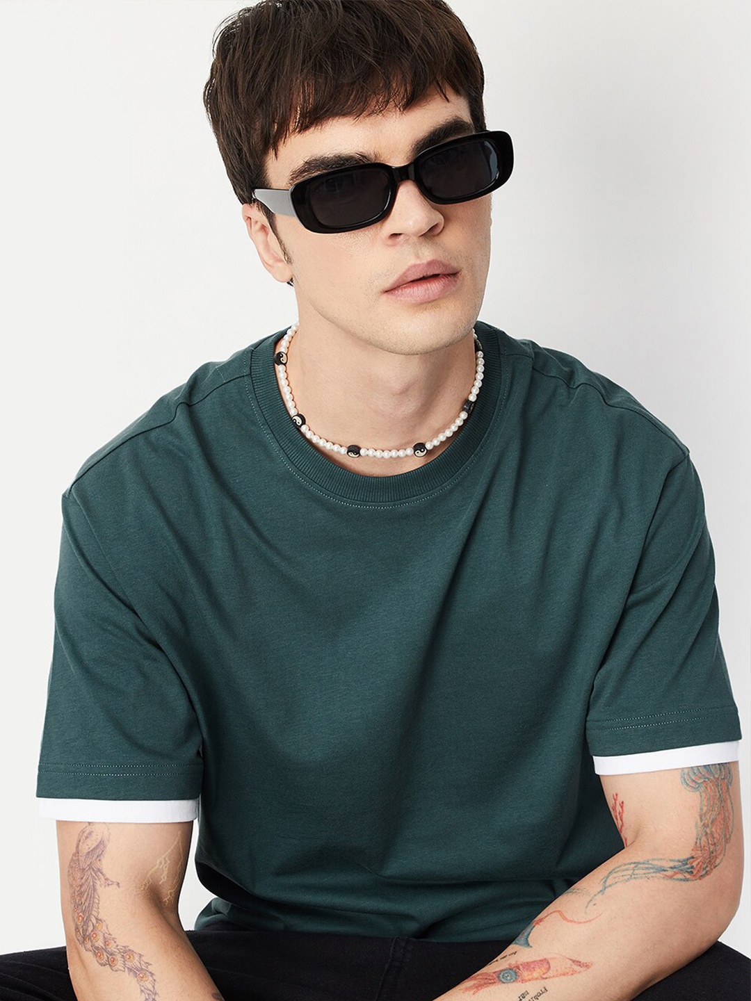 

max Knitted Regular-Fit Cotton T-Shirt, Green