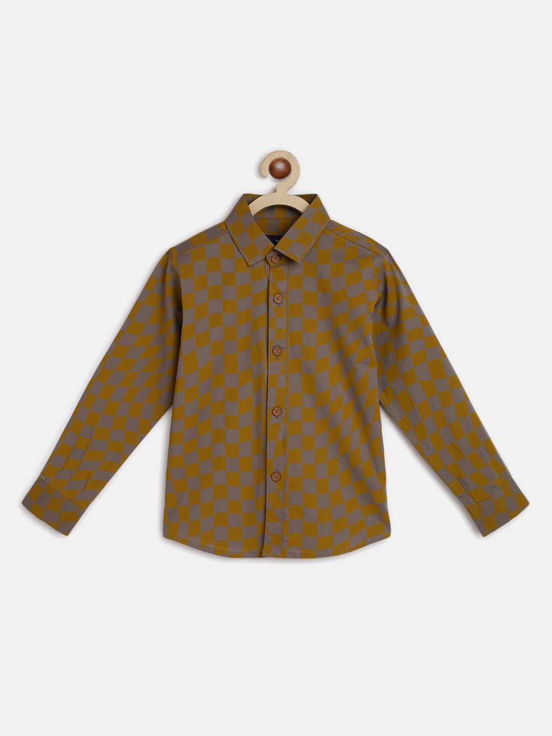 

TALES & STORIES Boys Checked Pure Cotton Casual Shirt, Olive