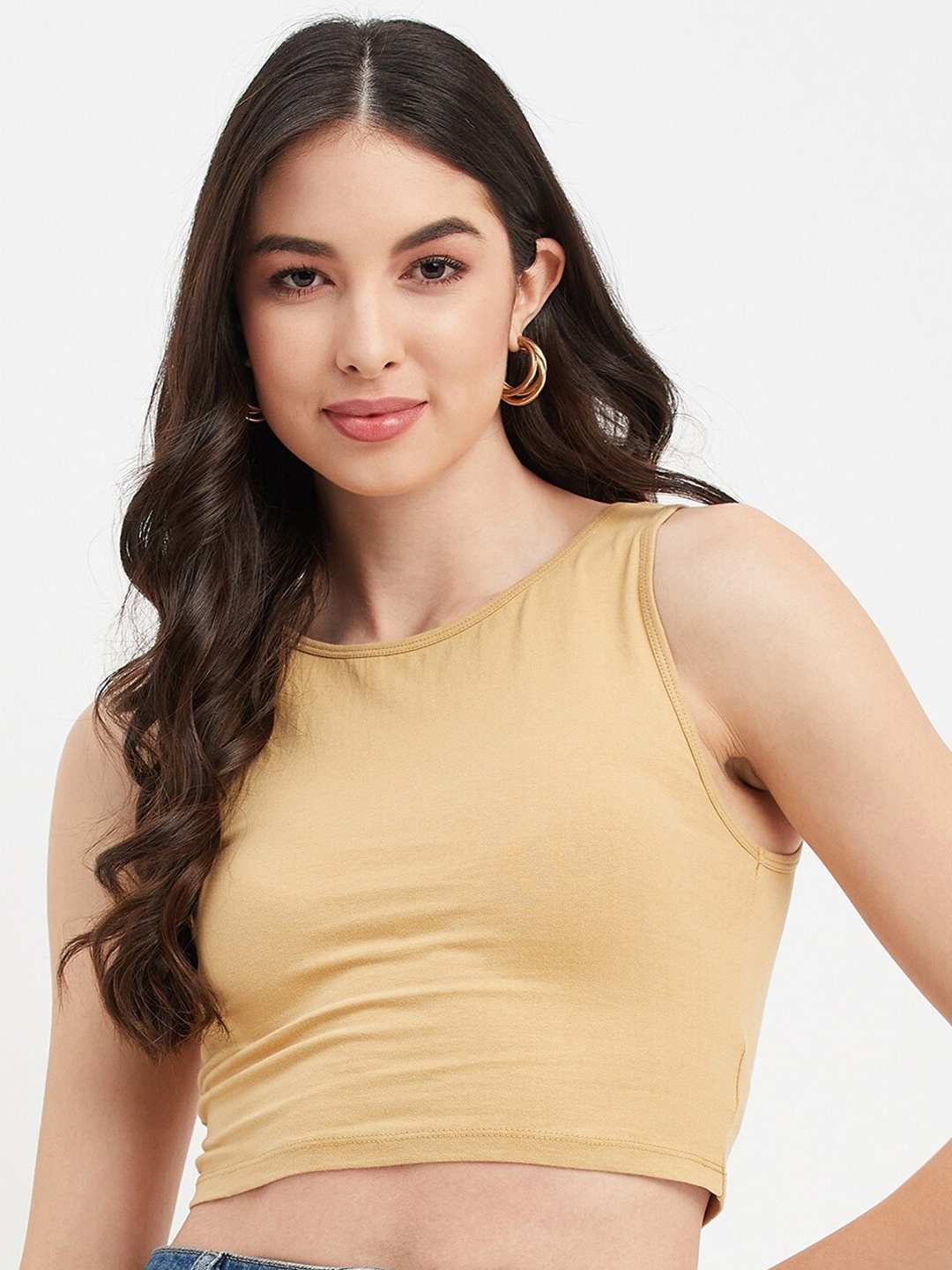 

Hypernation Cotton Crop Top, Beige