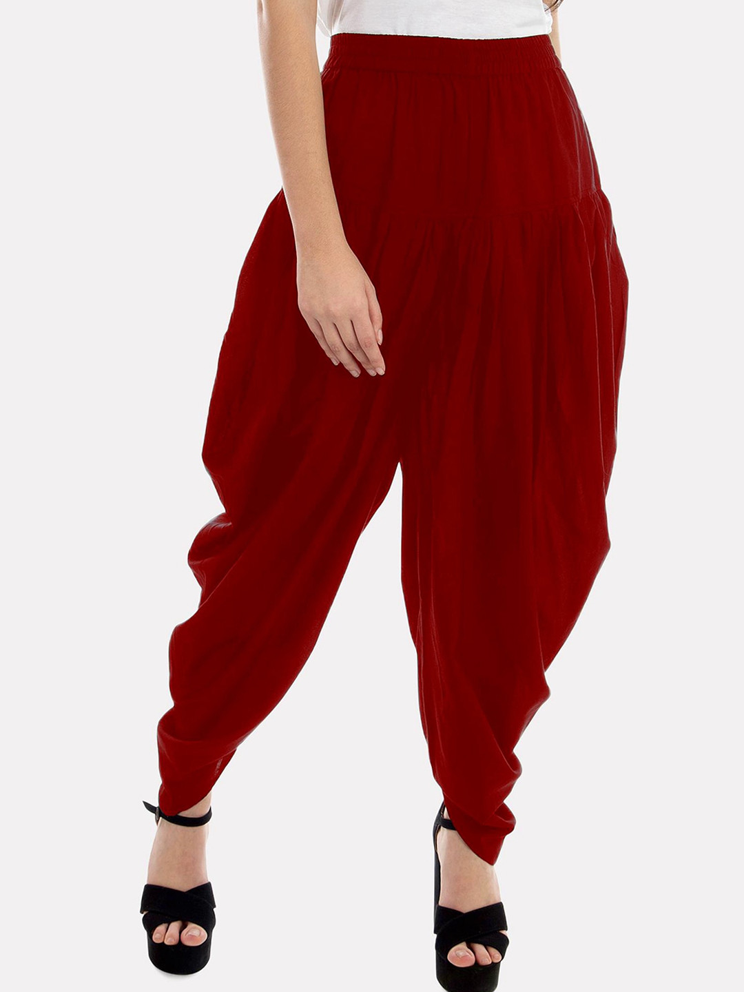 

PATRORNA Women Loose-Fit Dhoti Pants, Maroon