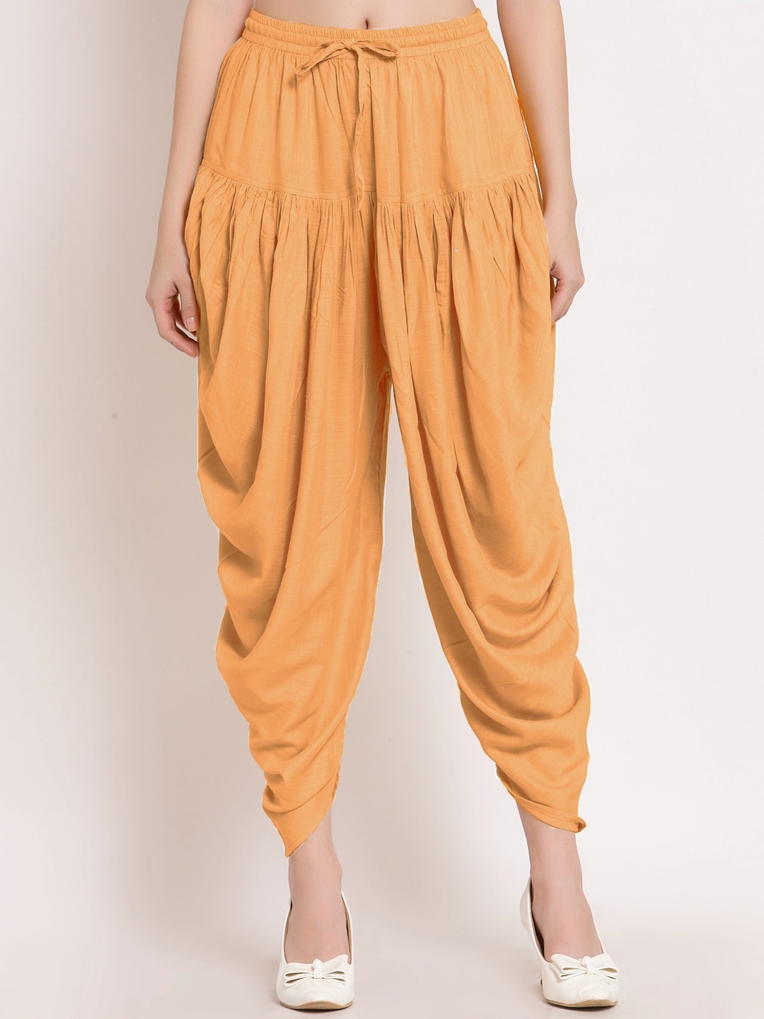 

PATRORNA Women Pleated Dhoti Pant, Peach