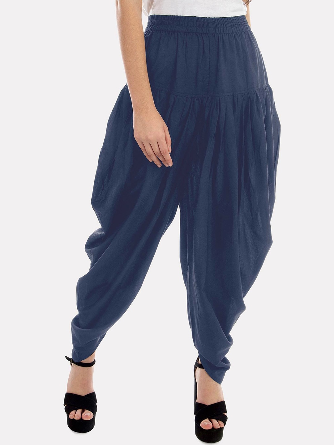 

PATRORNA Women Pleated Ankle-Length Dhoti Pants, Blue
