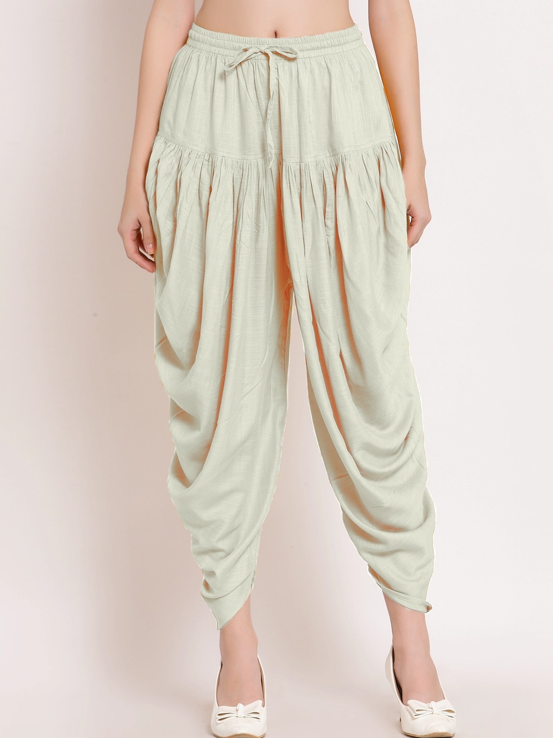 

PATRORNA Women Pleated Ankle-Length Dhoti Pants, Green