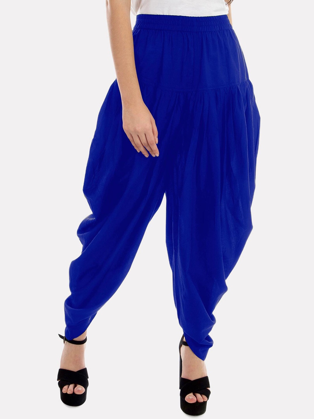 

PATRORNA Women Pleated Ankle-Length Dhoti Pants, Blue