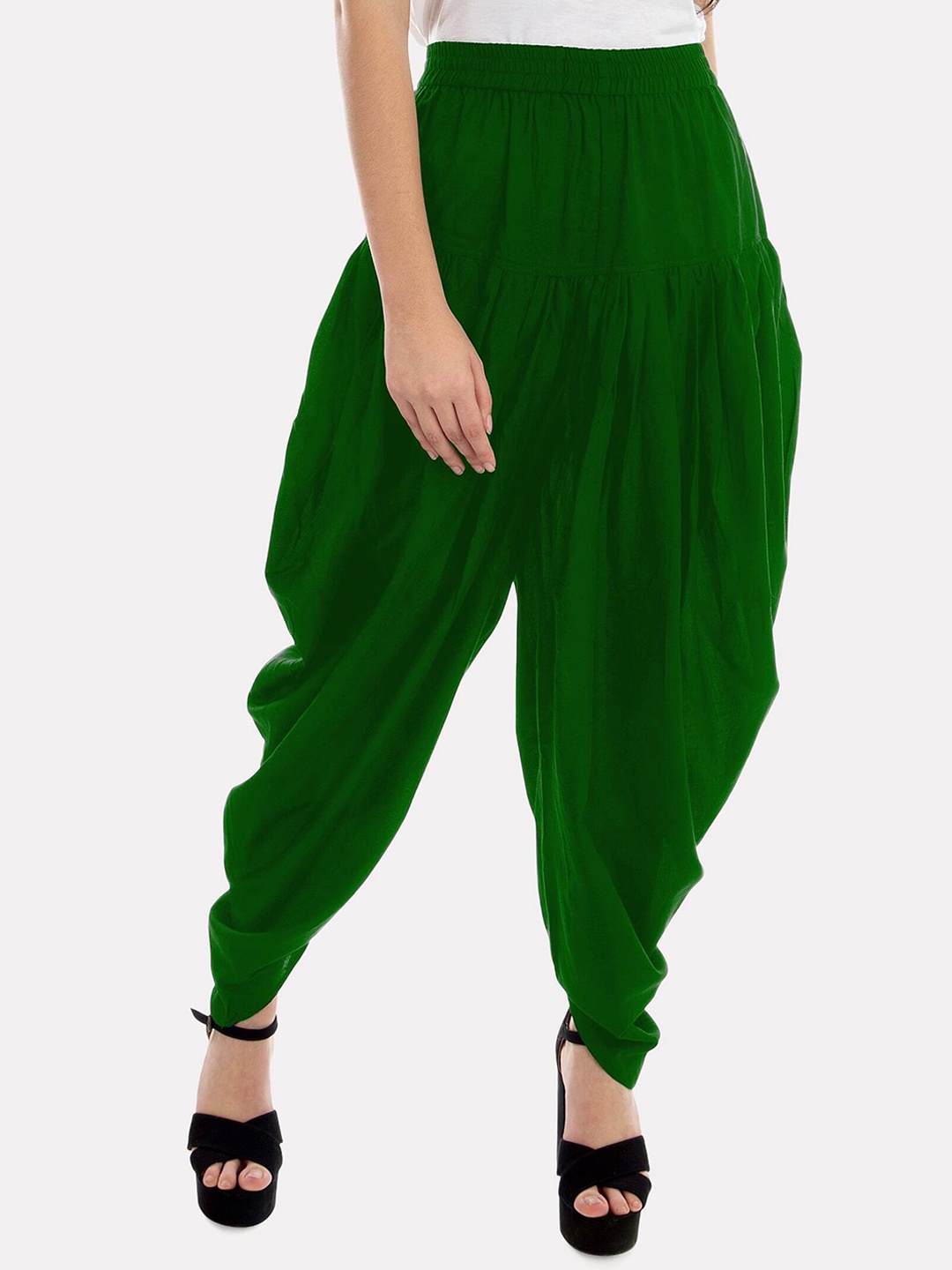 

PATRORNA Women Pleated Ankle-Length Dhoti Pants, Green
