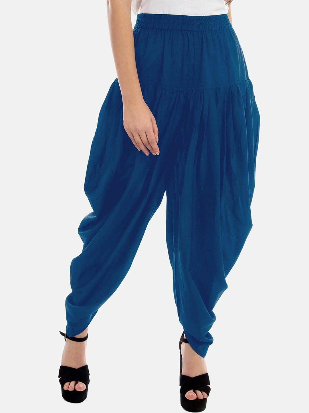 

PATRORNA Women Pleated Ankle-Length Dhoti Pants, Blue