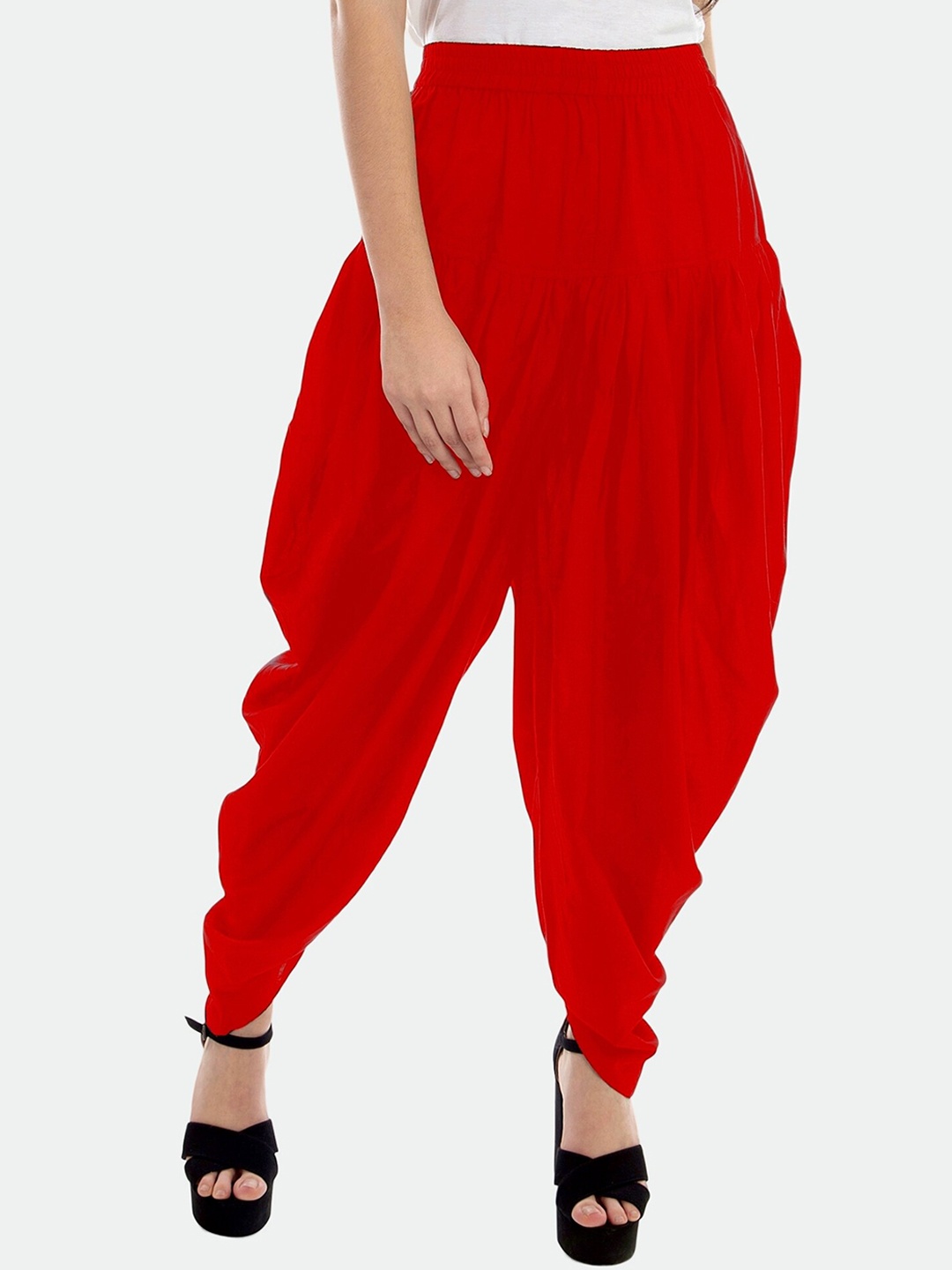 

PATRORNA Women Gathered Ankle Length Dhoti Pants, Red