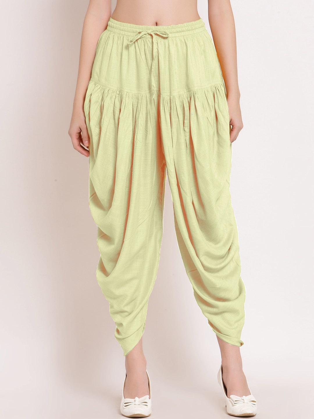 

PATRORNA Women Pleated Ankle-Length Dhoti Pants, Beige