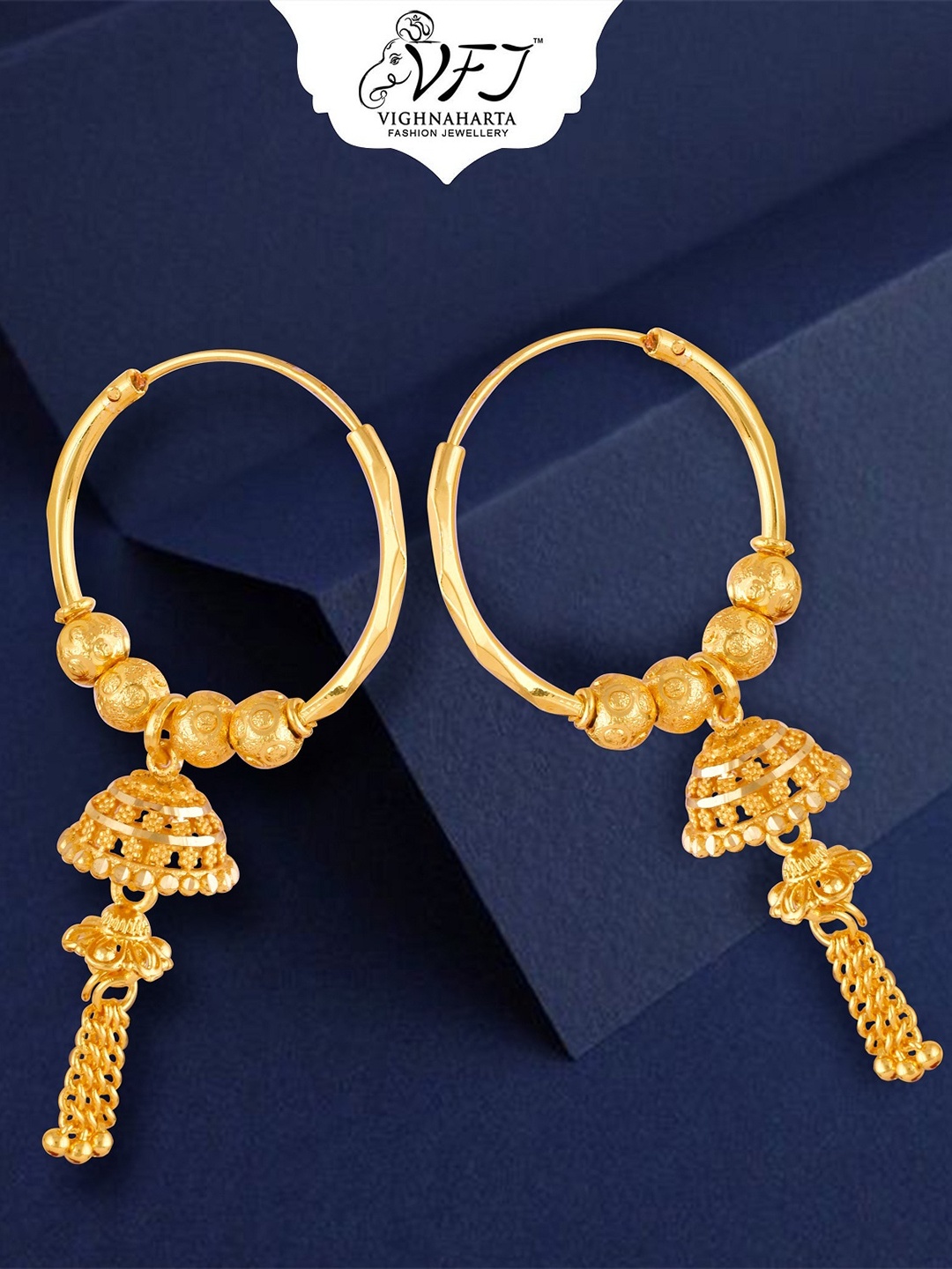 

Vighnaharta Gold Plated Teardrop Shaped Drop Earrings