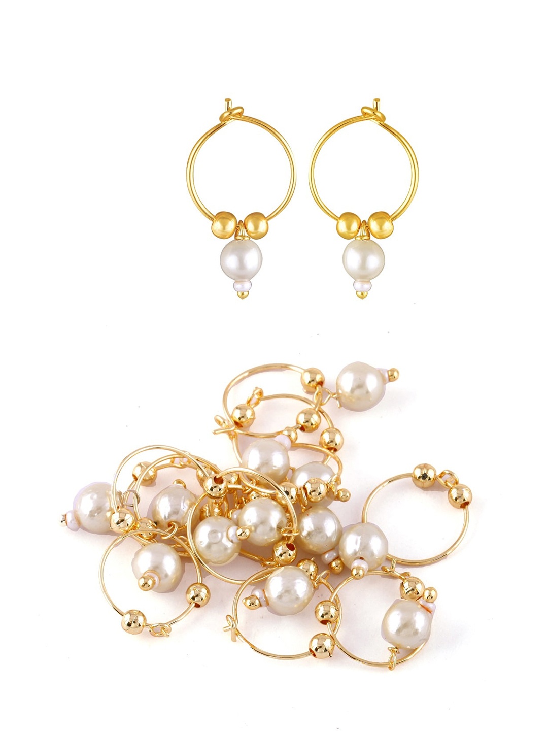 

Vighnaharta Kids Set of 6 Gold-Plated Teardrop Shaped Hoop Earrings