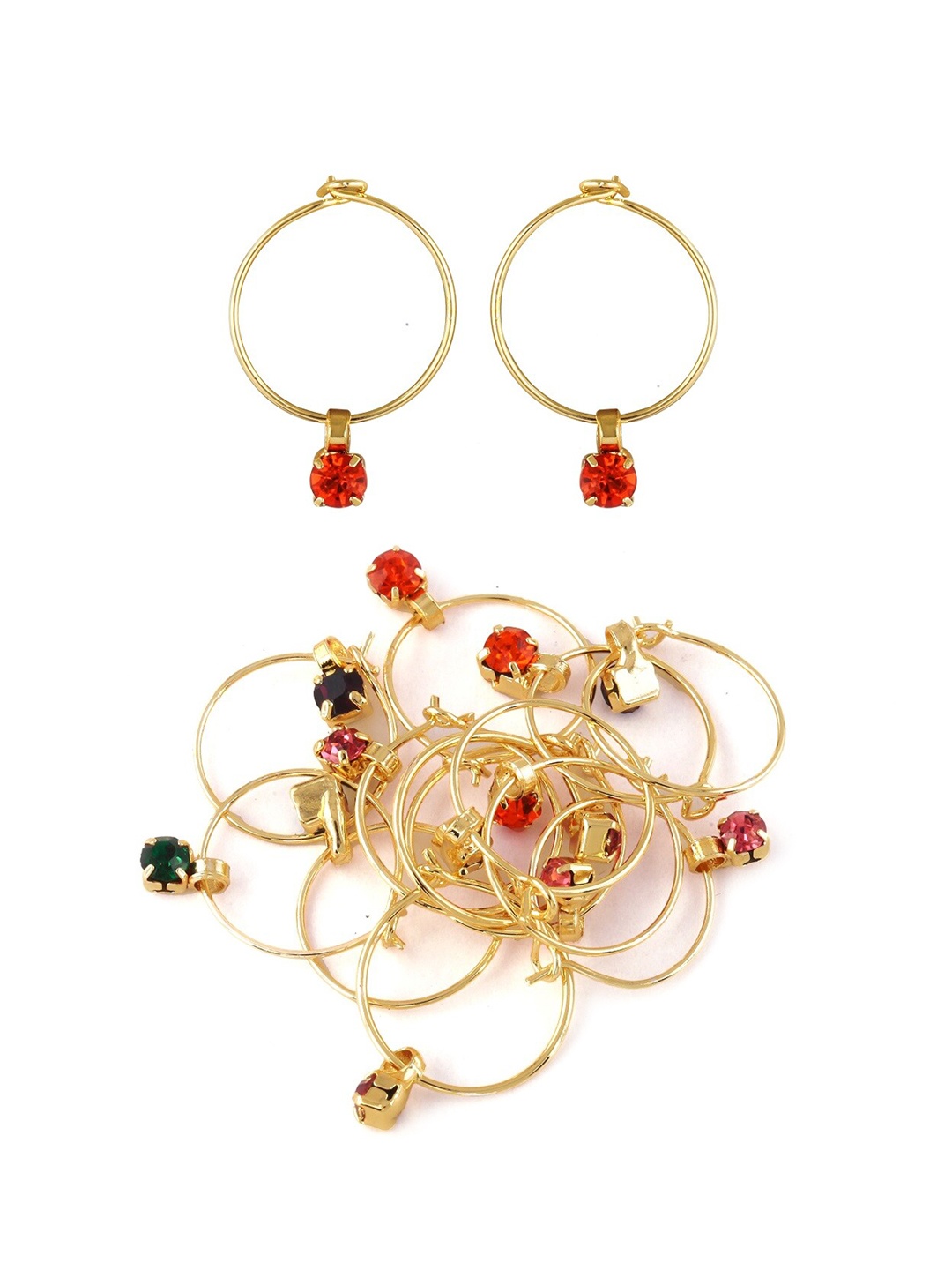 

Vighnaharta Kids Set Of 6 Gold-Plated Circular Shaped Hoop Earrings