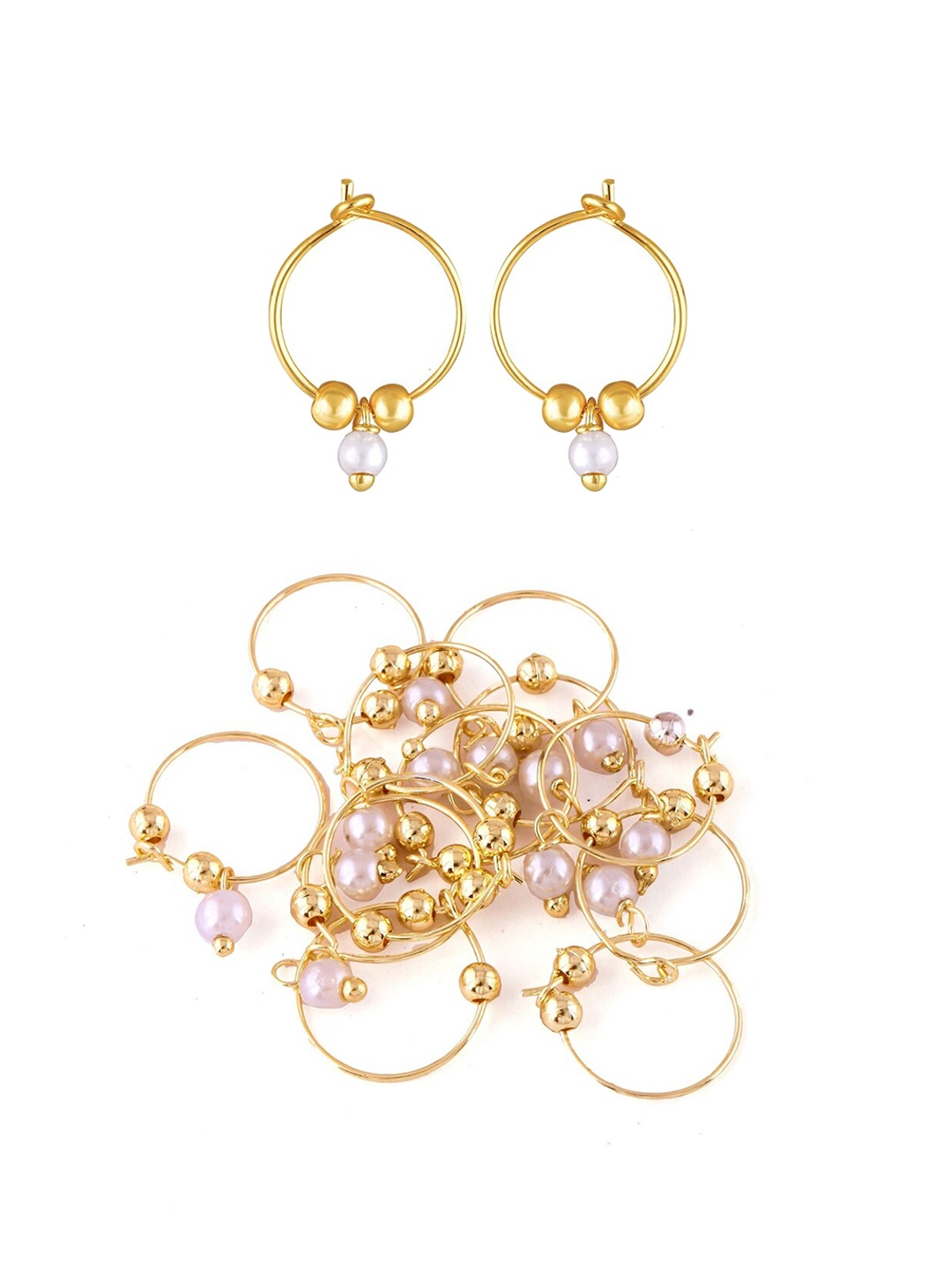 

Vighnaharta Kids Set of 6 Gold-Plated Teardrop Shaped Hoop Earrings