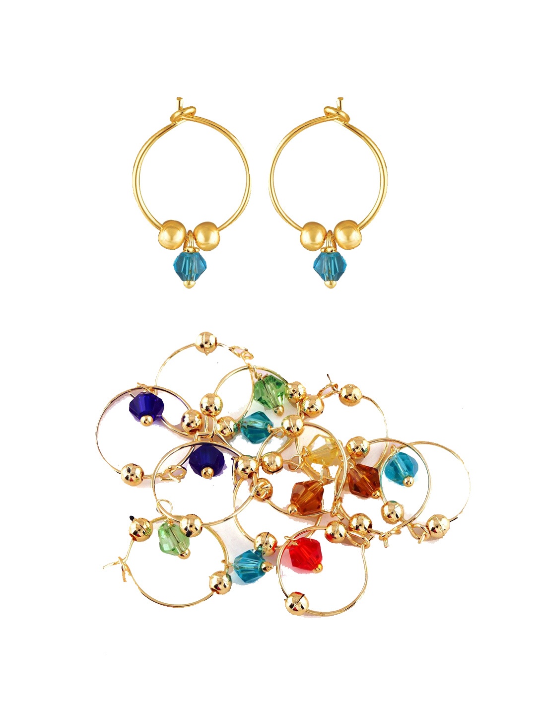 

Vighnaharta Kids Set Of 6 Gold-Plated Circular Shaped Hoop Earrings