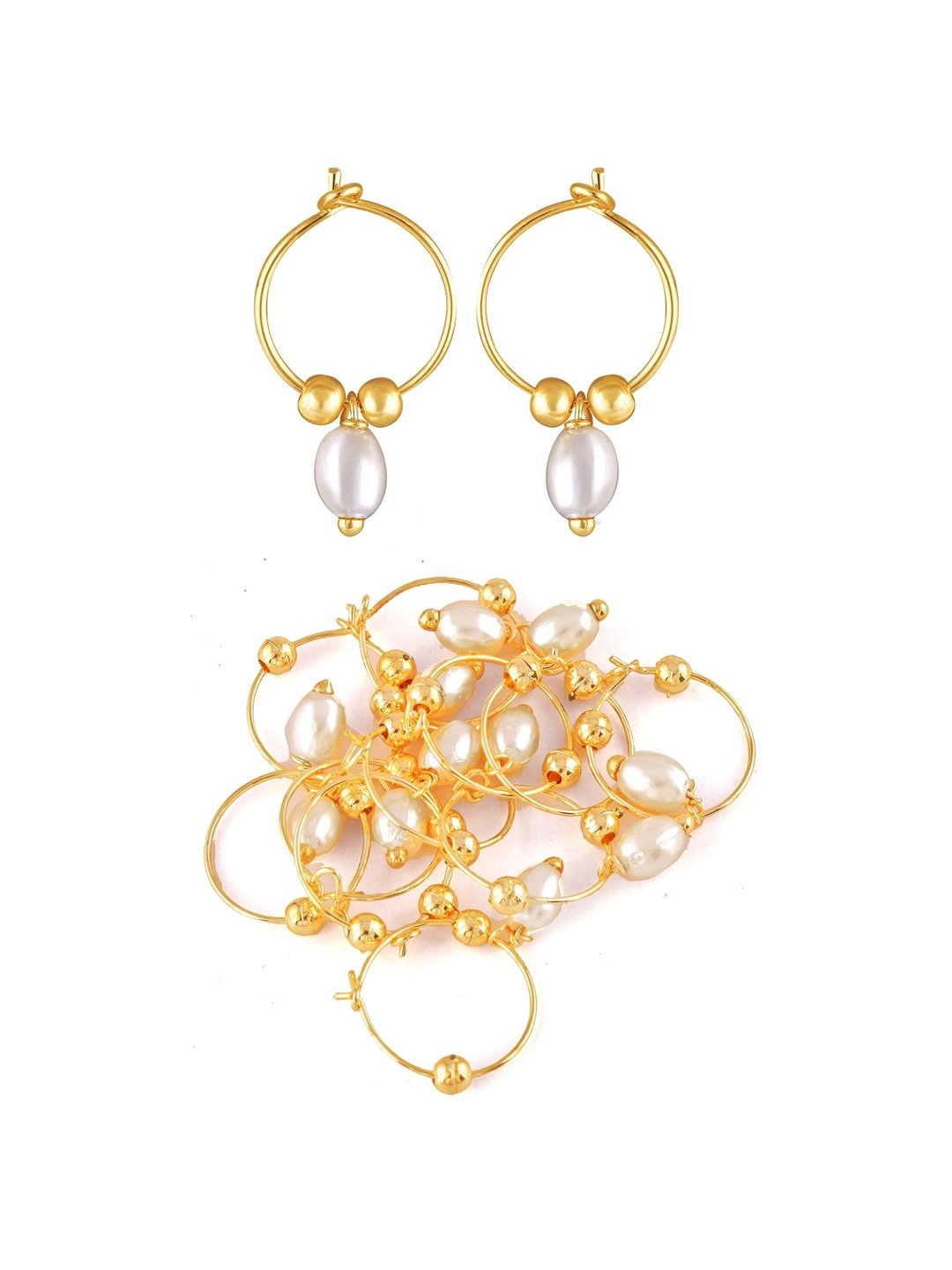 

Vighnaharta Gold-Toned Teardrop Shaped Hoop Earrings