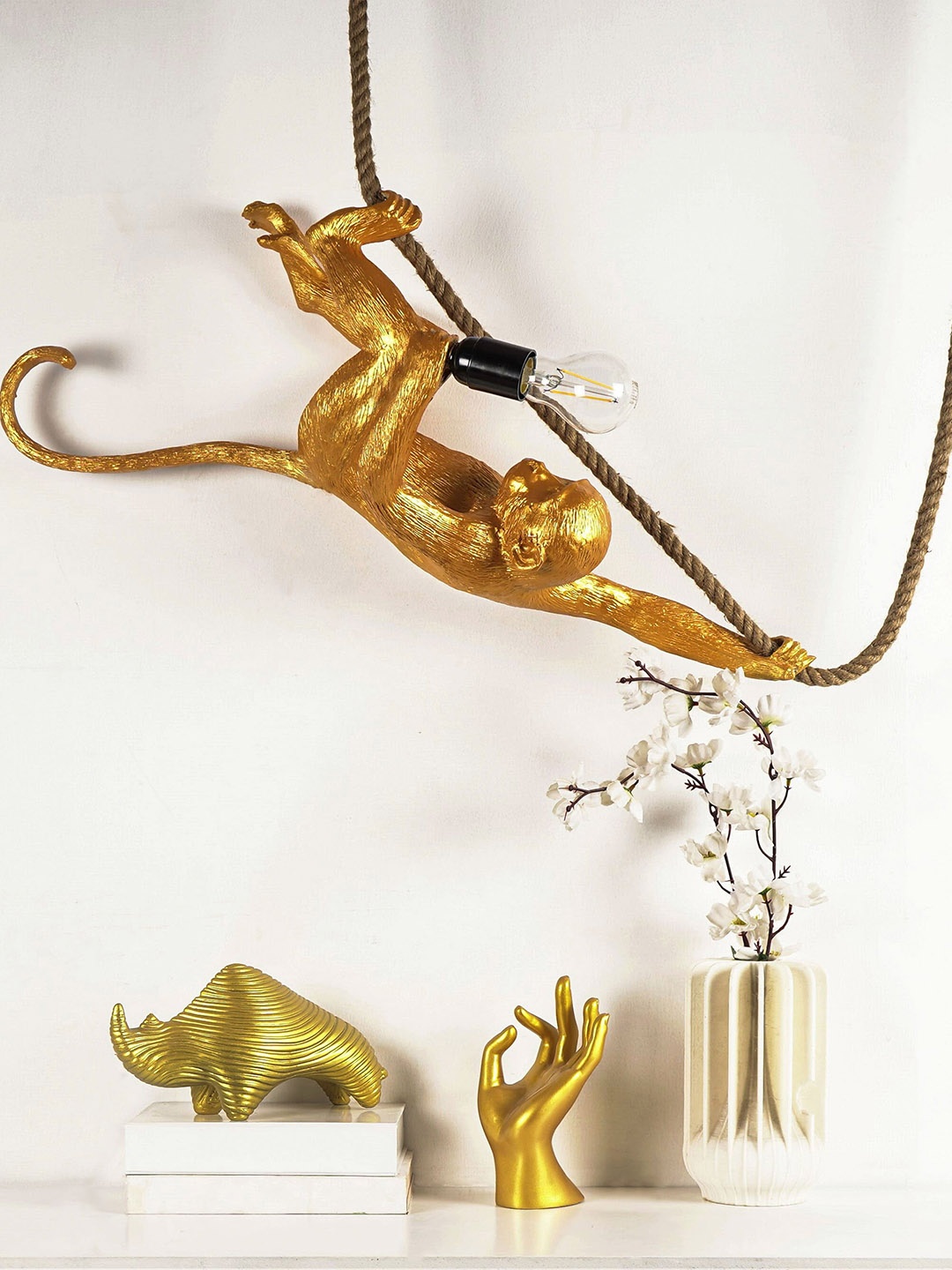

THE ARTMENT Beige & Black Monkey Decorative String Lamp, Gold