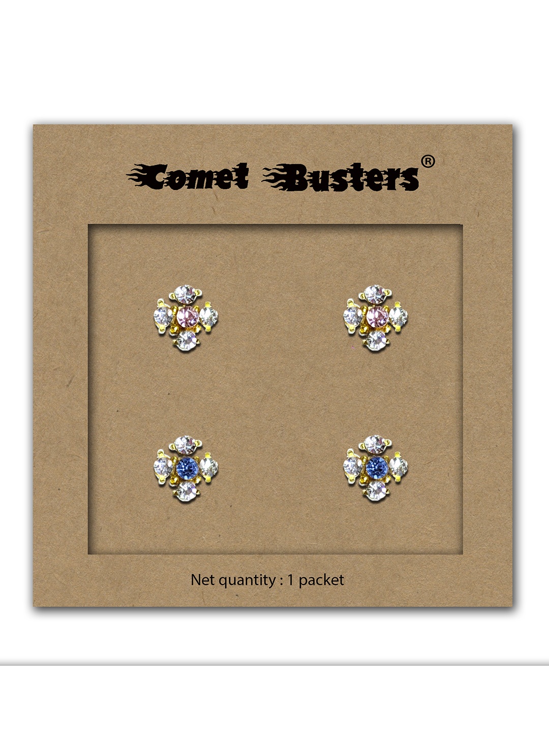

Comet Busters Gold-Plated Contemporary Non Piercing Stick On Stud Earrings