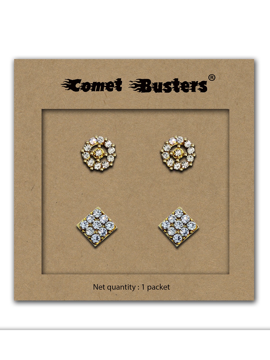 

Comet Busters Pack Of 2 Contemporary Studs Non Piercing Ear Stickers, Gold