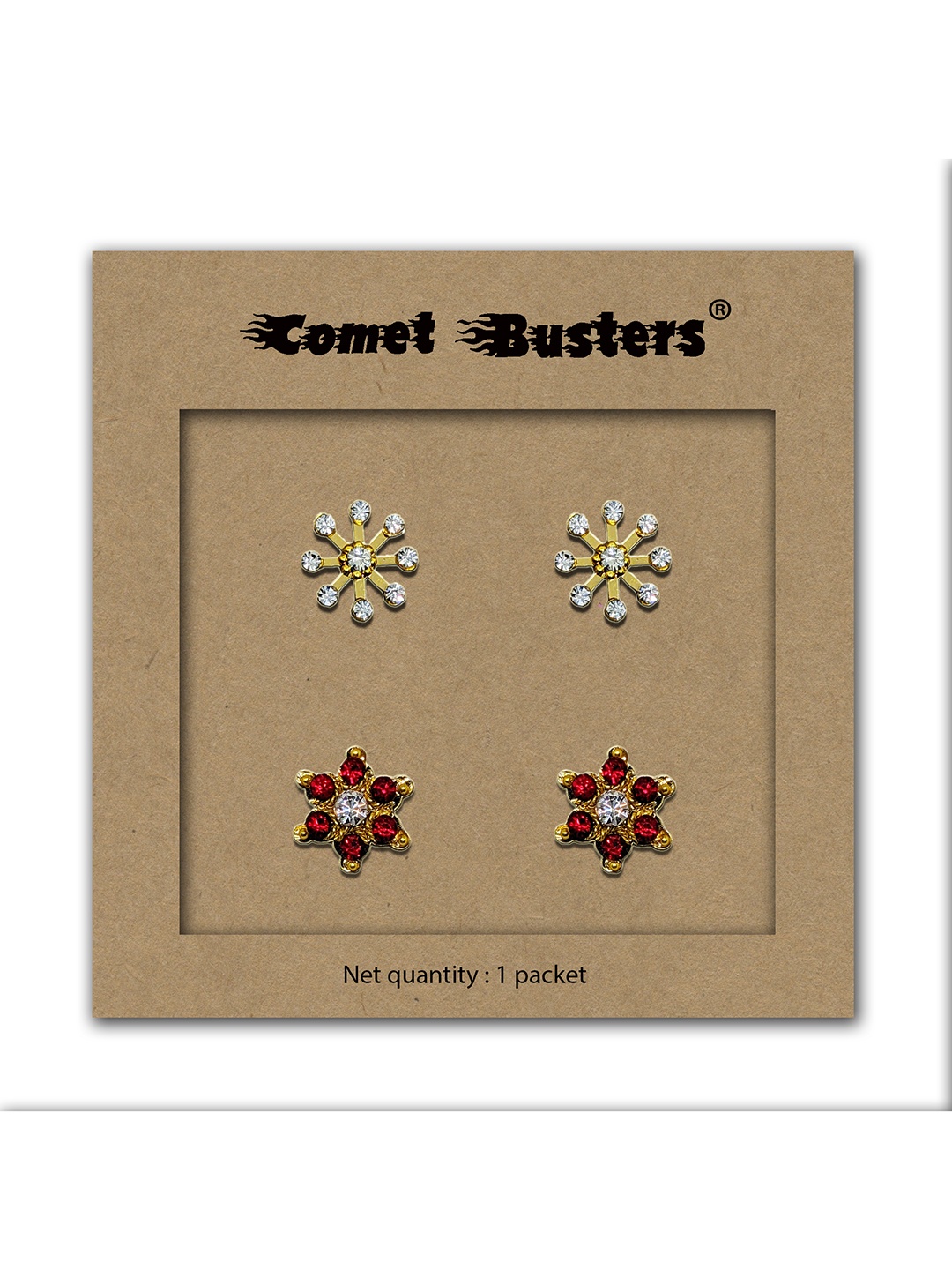 

Comet Busters Pack Of 2 Contemporary Studs Non Piercing Ear Stickers, Gold