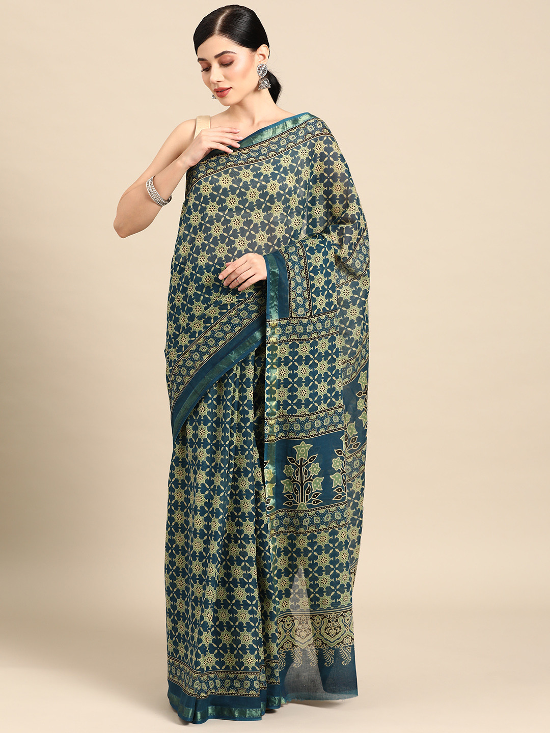 

Libas Ethnic Motifs Pure Cotton Saree, Blue