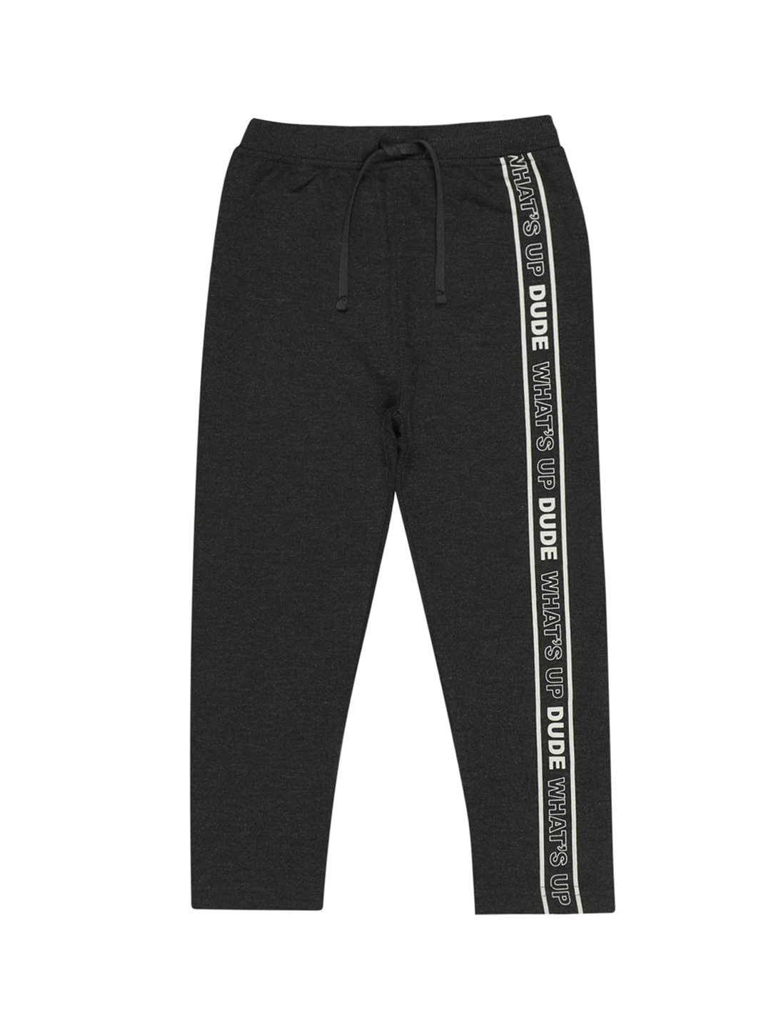 

Bodycare Boys Side Panel Printed Details Cotton Track Pants, Grey melange