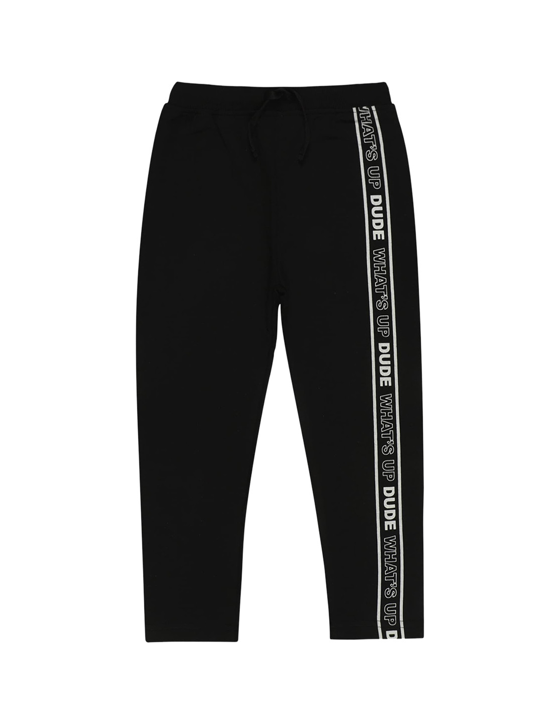 

Bodycare Boys Side Panel Printed Details Cotton Track Pants, Black