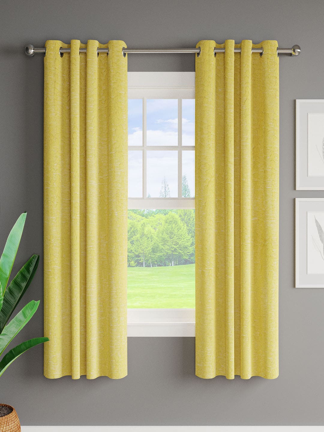 

Just Home Yellow Set of 2 Room Darkening Window Curtain