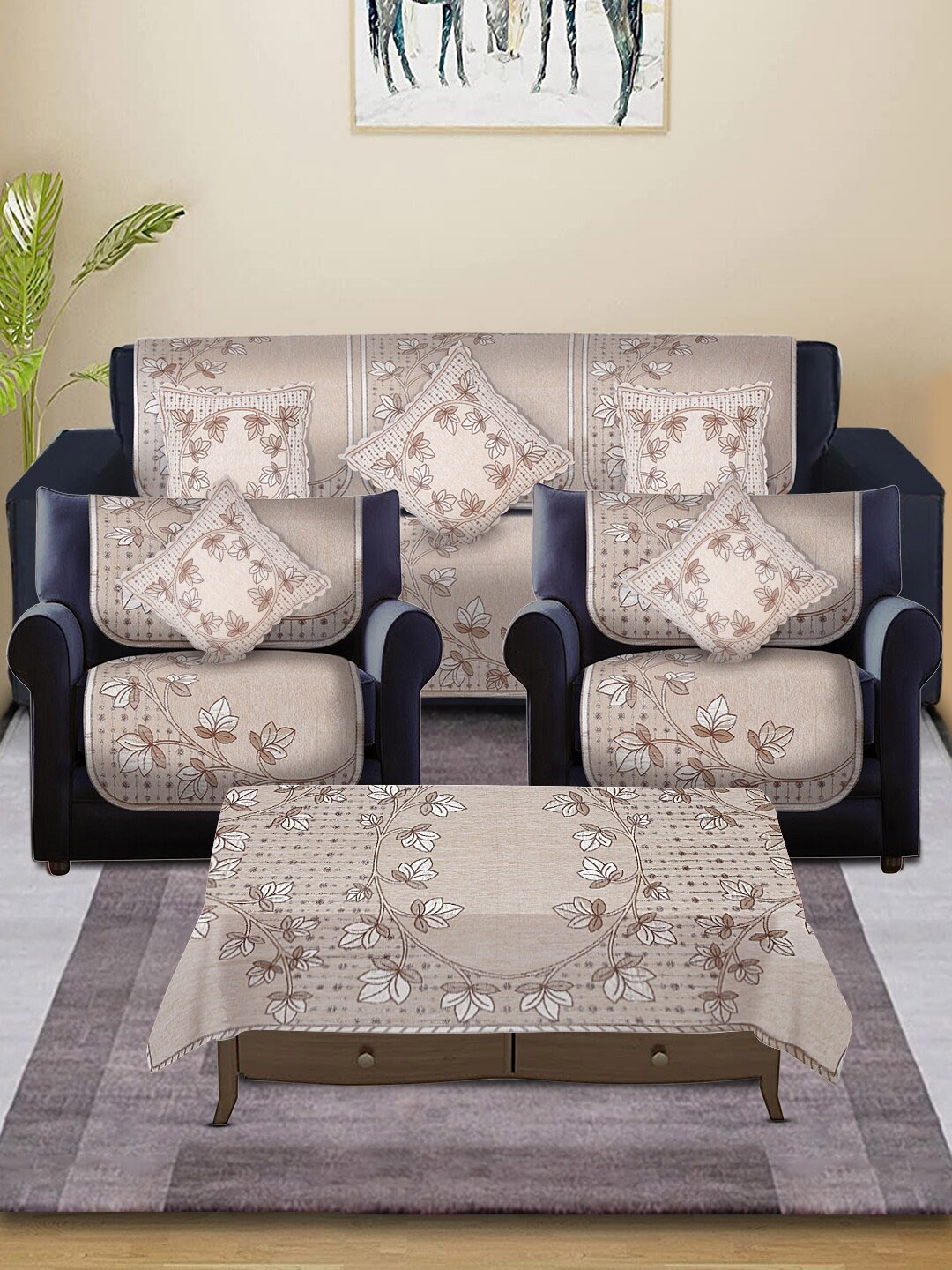 

MULTITEX Beige Printed 5-Seater Sofa Covers