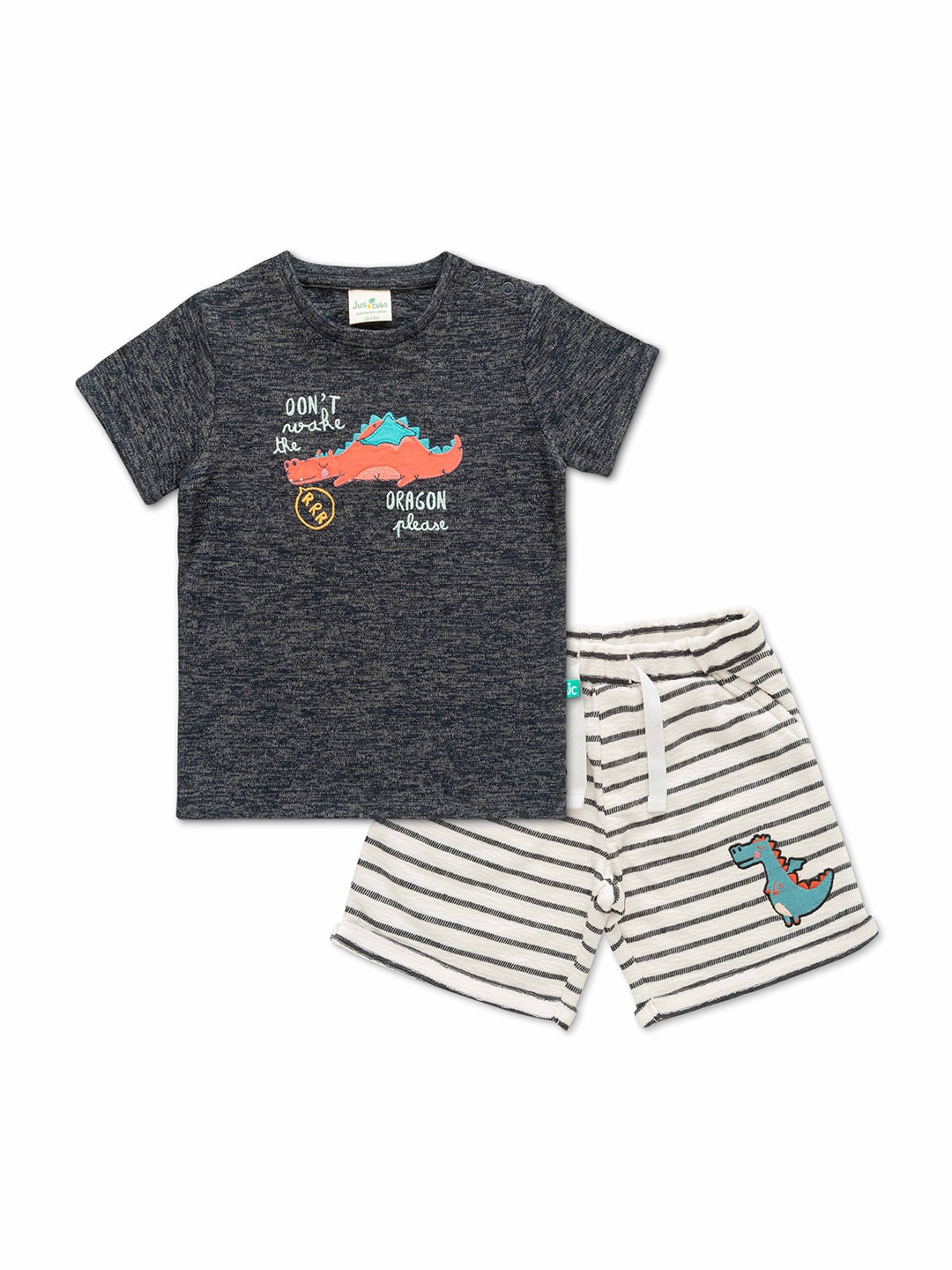 

JusCubs Infants Boys Printed T-shirt with Shorts, Grey