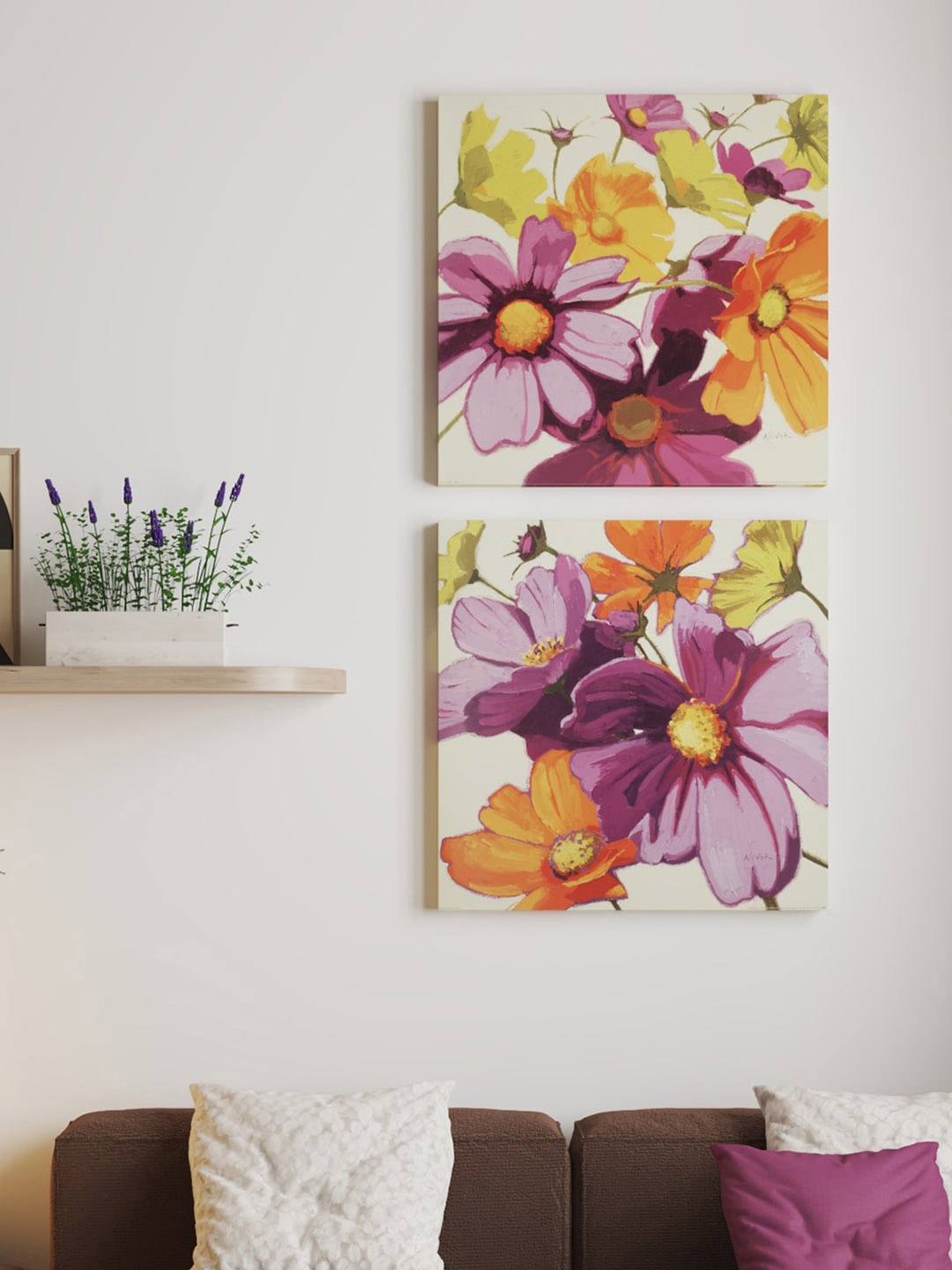 

Art Street Purple & Orange 2-Pieces Floral & Botanical Printed Framed Wall Art