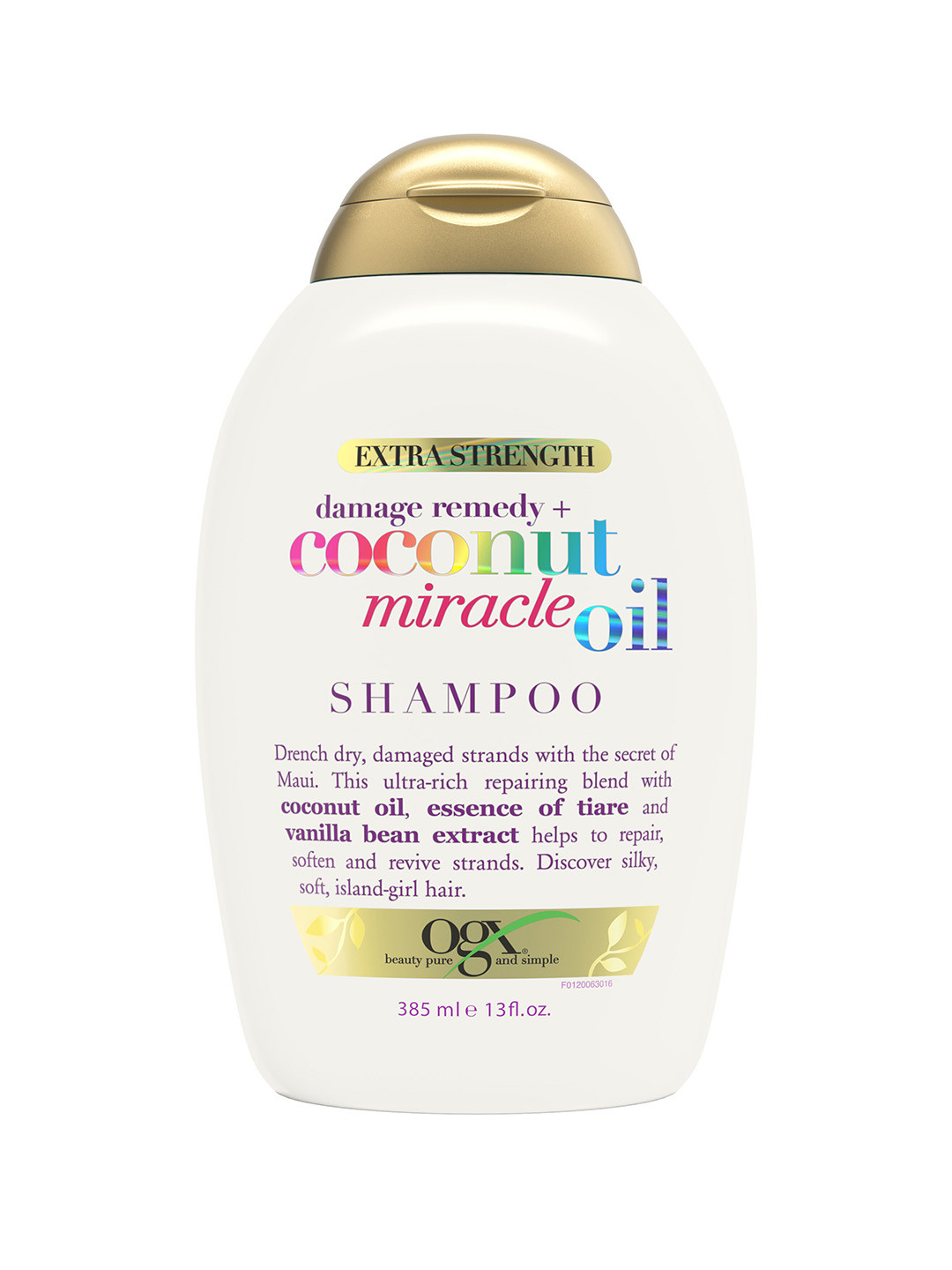 

OGX Extra Strength Damage Remedy Coconut Miracle Oil Shampoo For Dry & Frizzy Hair- 385ml, White