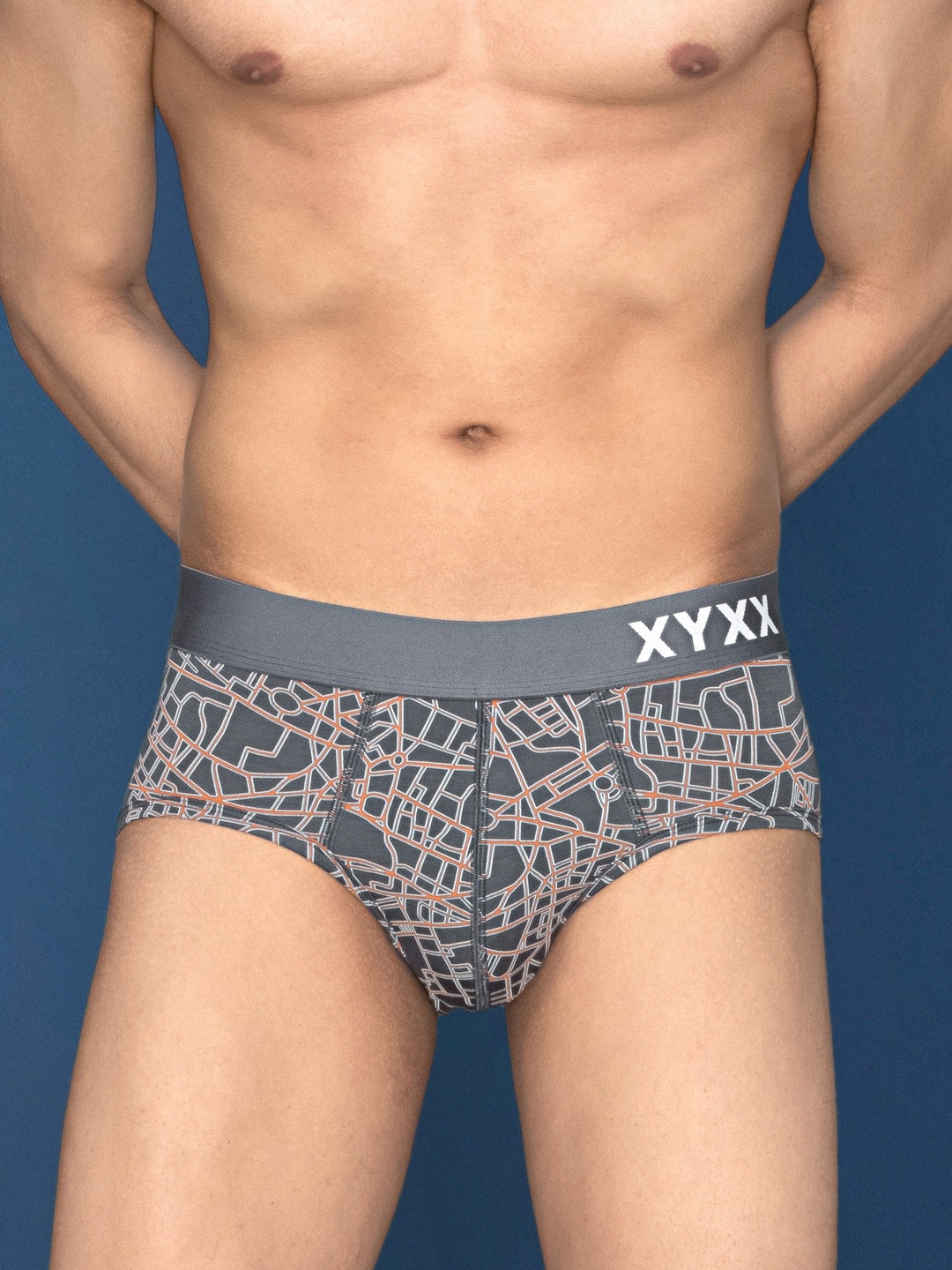 

XYXX Printed Mid-Rise Basic Briefs XYBRF192, Grey