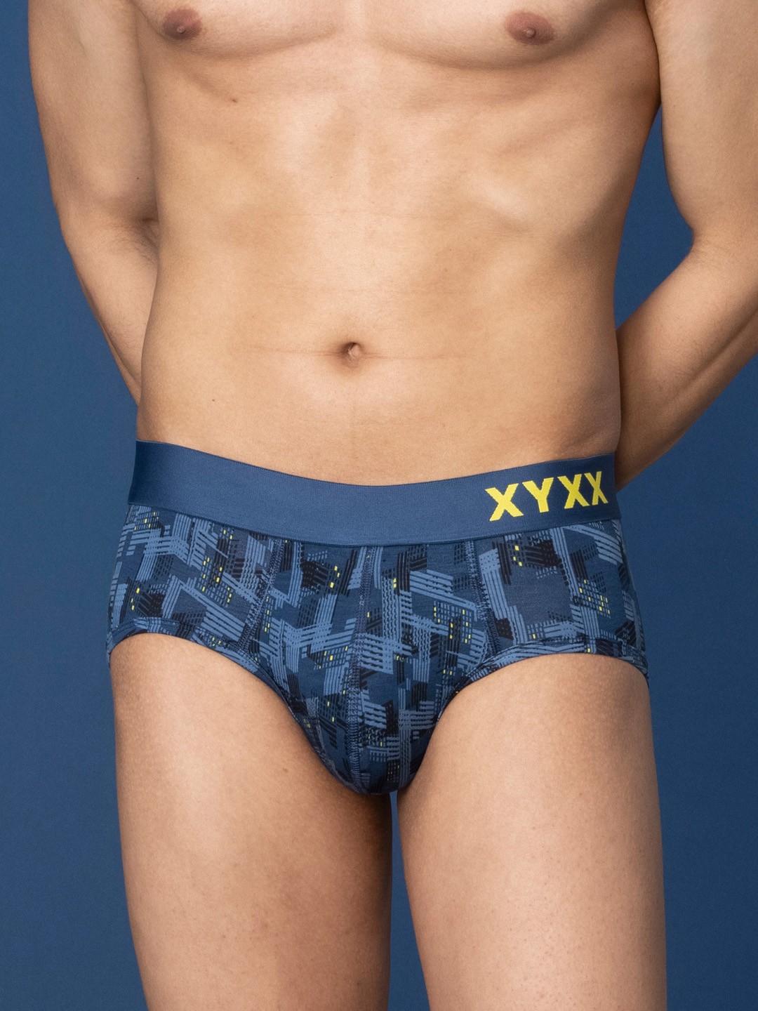 

XYXX Men Printed Anti-Roll Basic Briefs XYBRF193, Blue