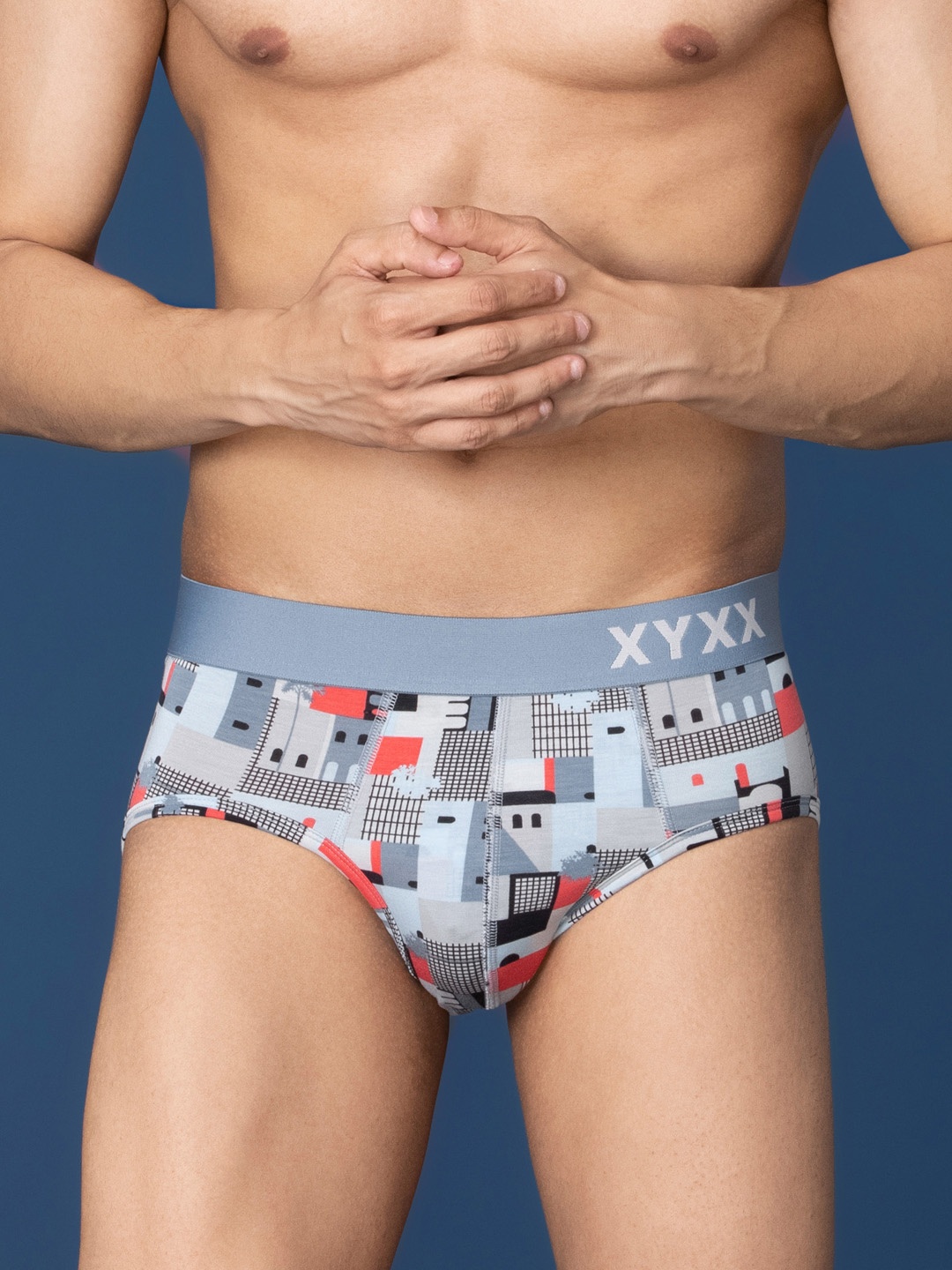 

XYXX Men Printed Anti-Roll Basic Briefs XYBRF195, Blue