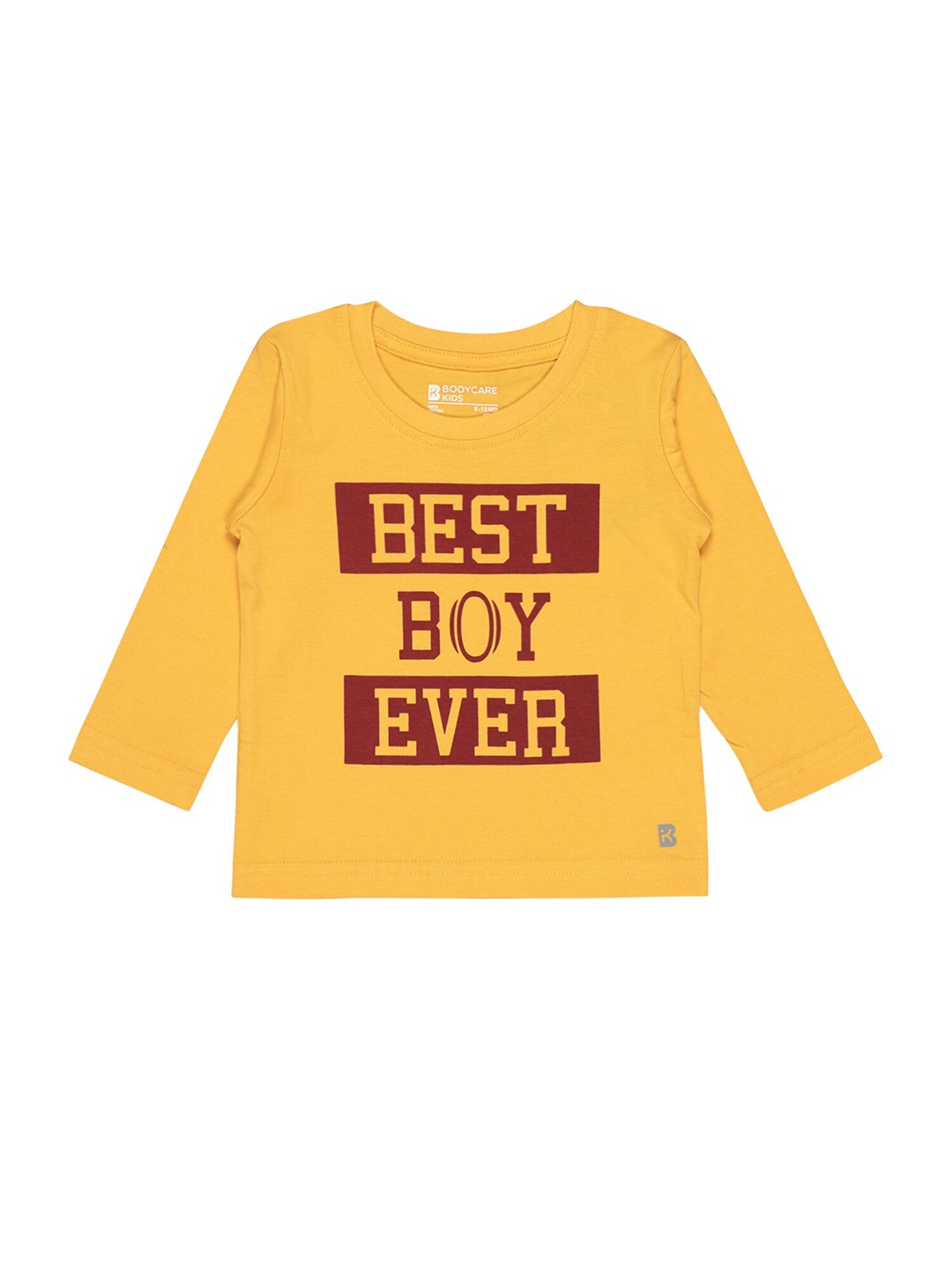 

Bodycare Infant Boys Typography Printed Cotton T-shirt, Mustard