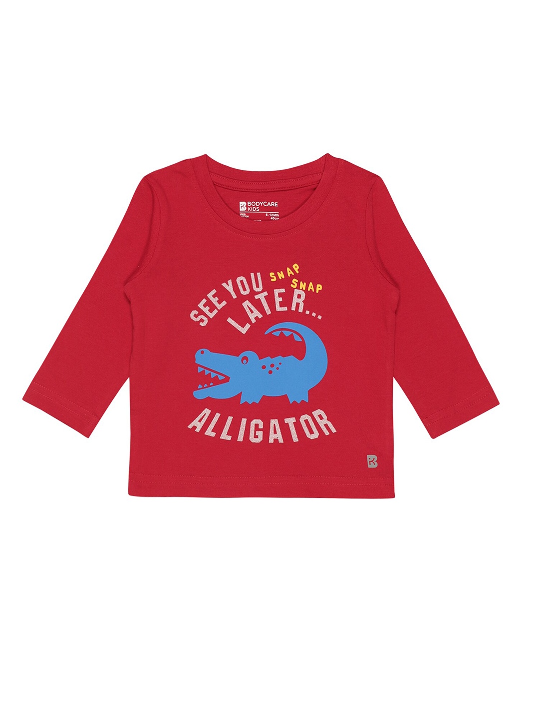 Bodycare Infant Boys Typography Printed Cotton T-shirt, Red