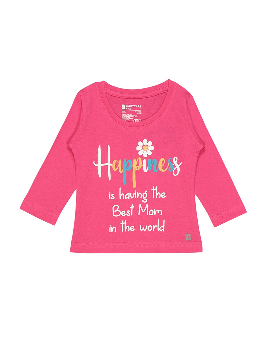 Bodycare Girls Typography Printed Cotton T-shirt, Pink