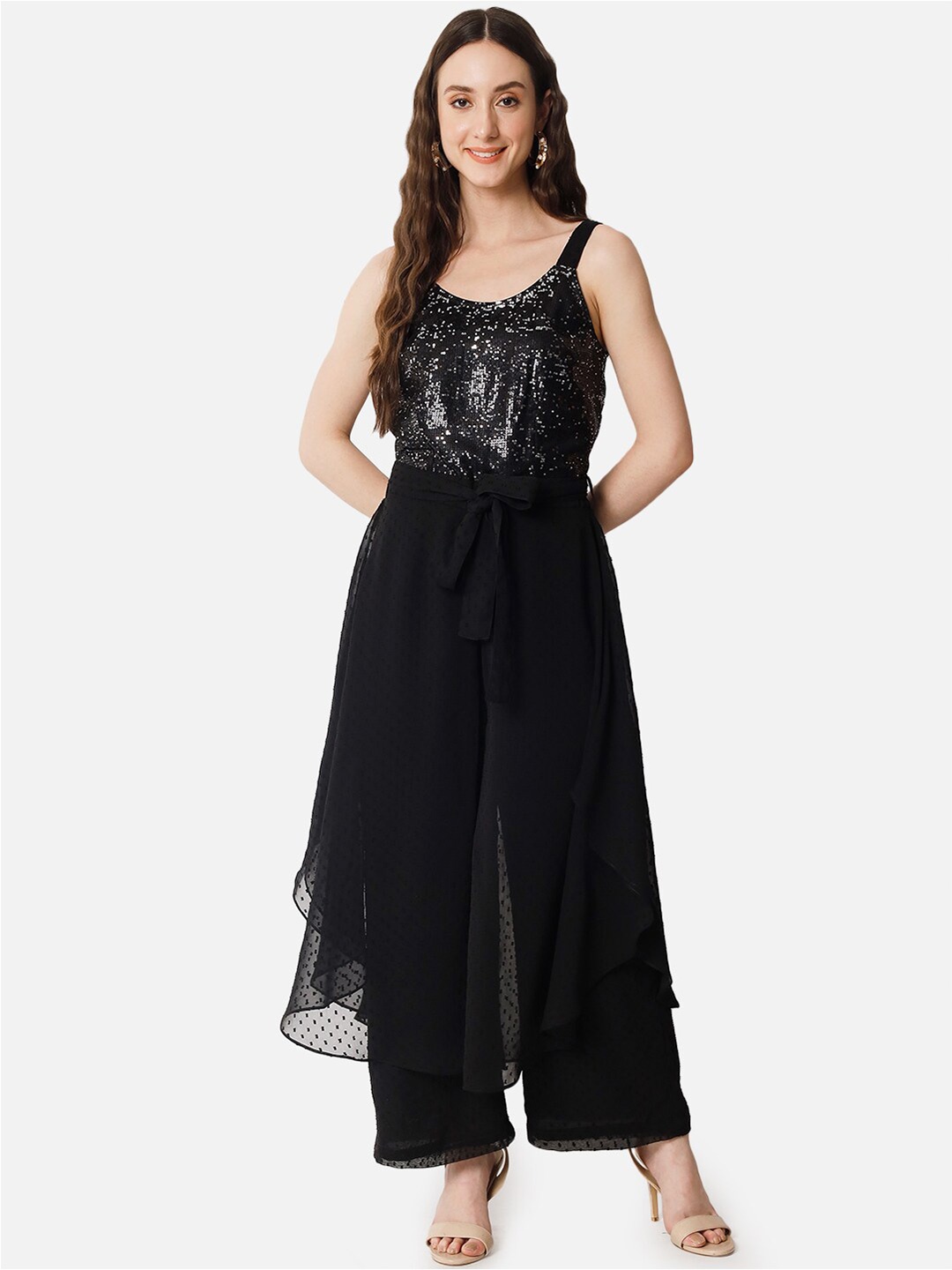 

ALL WAYS YOU Embellished Shoulder Strap Basic Jumpsuit, Black