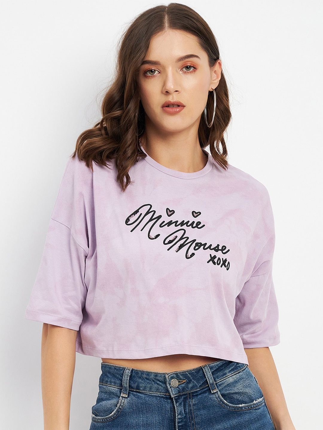 

Madame Minnie Mouse Printed Cotton Crop Top, Purple