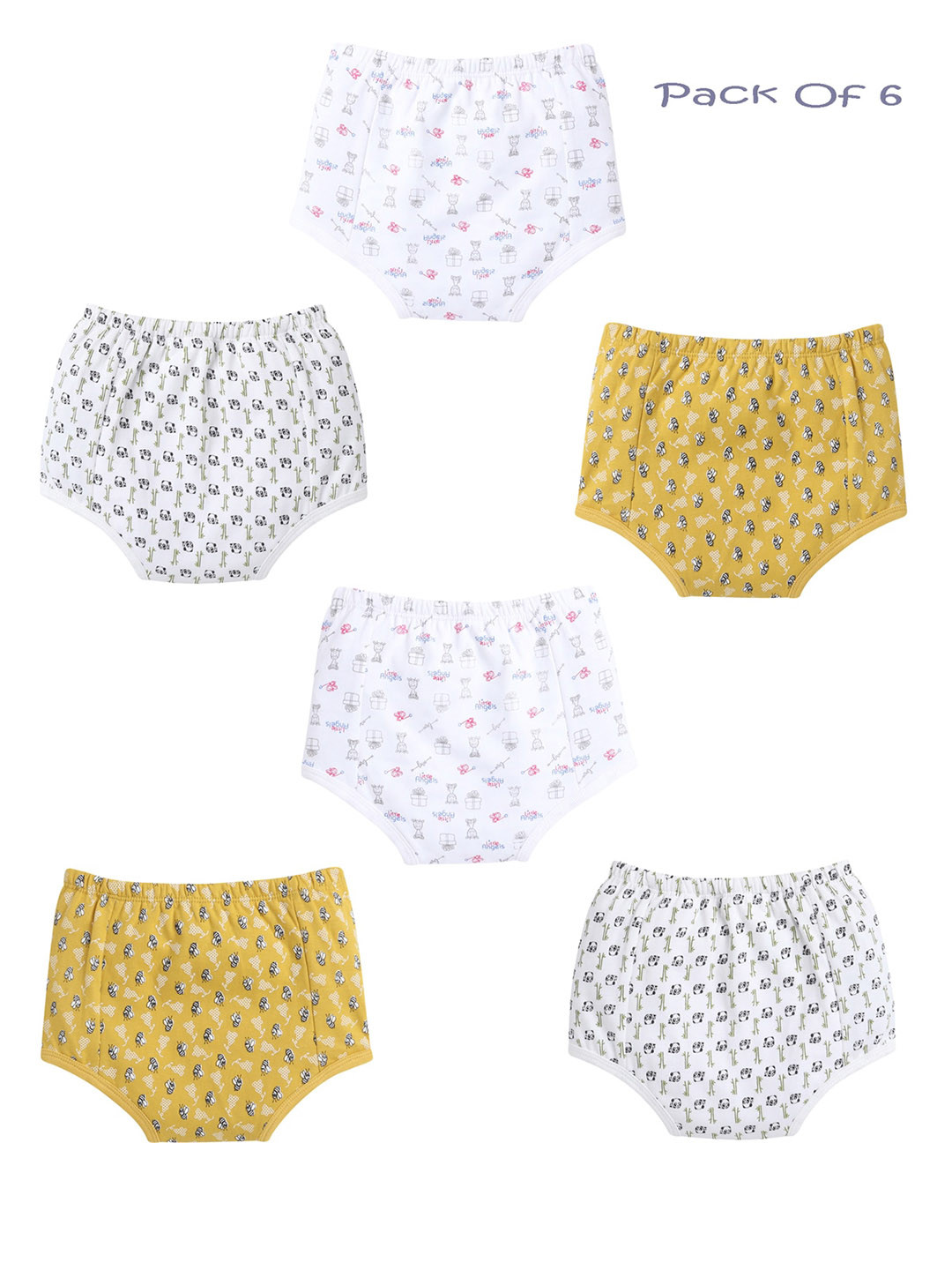 

Little Angels Kids Pack Of 6 Printed Cotton Basic Briefs FP_P6_162_A01_6-12M, White