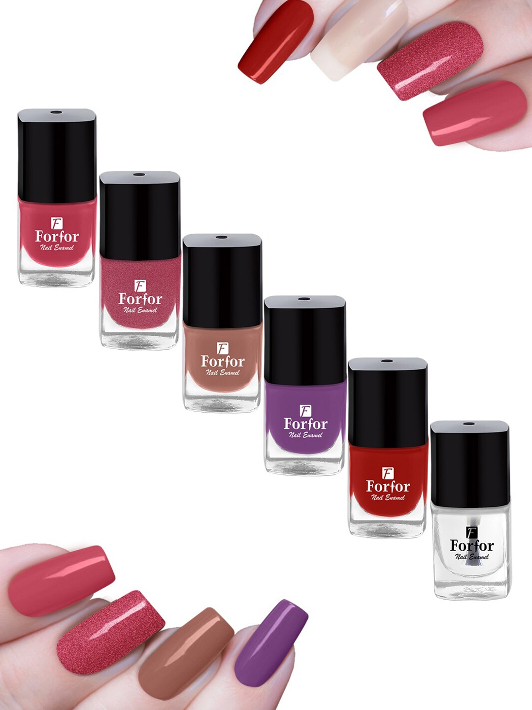 

FORFOR Set Of 6 Perfect Stay Trendy Nail Polish 5ml Each-102 + 108 + 103 + 109 + 107 + 114, Pink