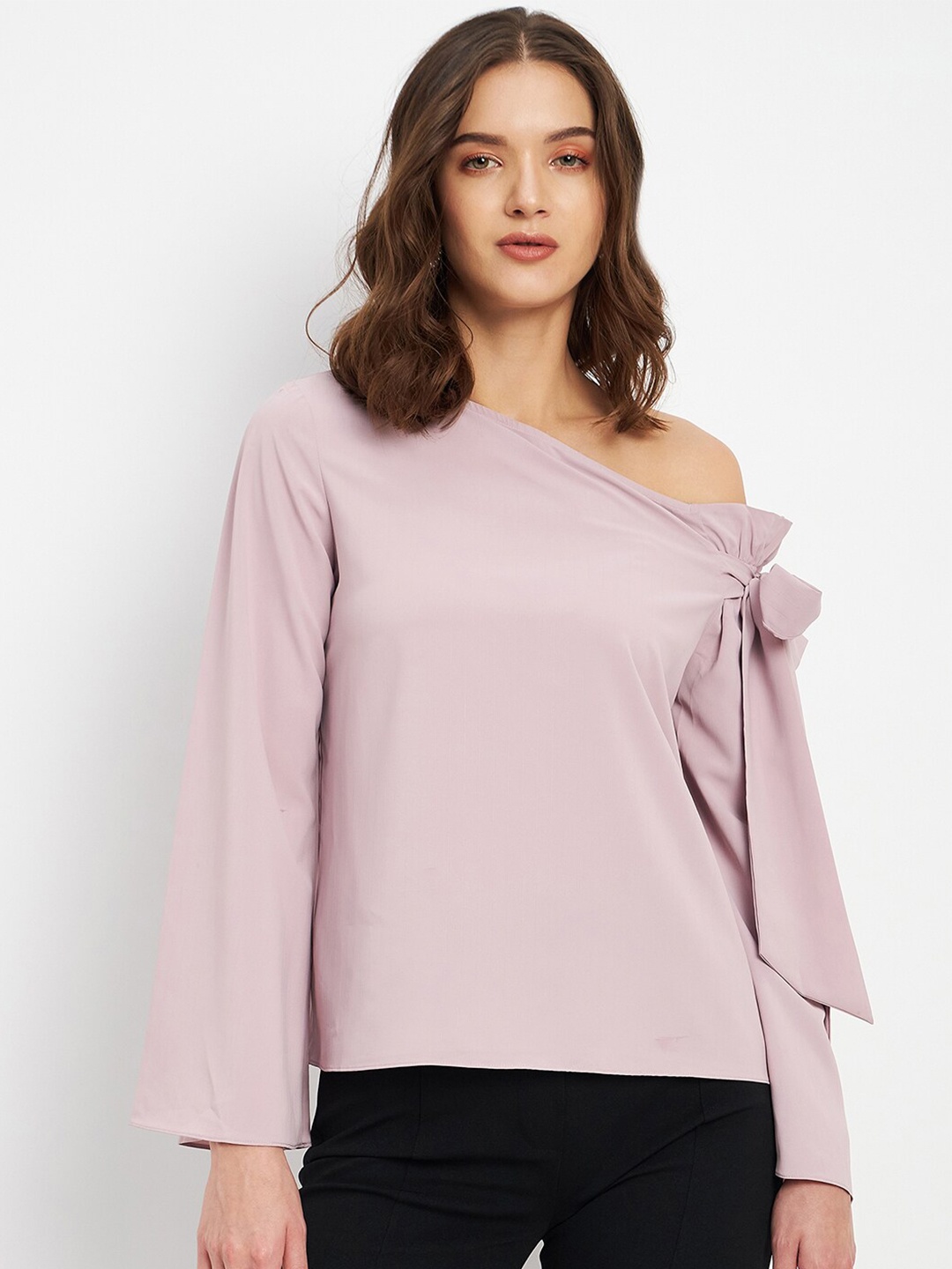 

CAMLA One Shoulder Flared Sleeves Top, Pink