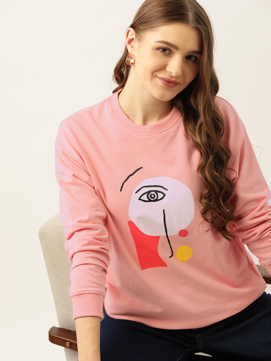 

Mast & Harbour Women Printed Sweatshirt, Pink