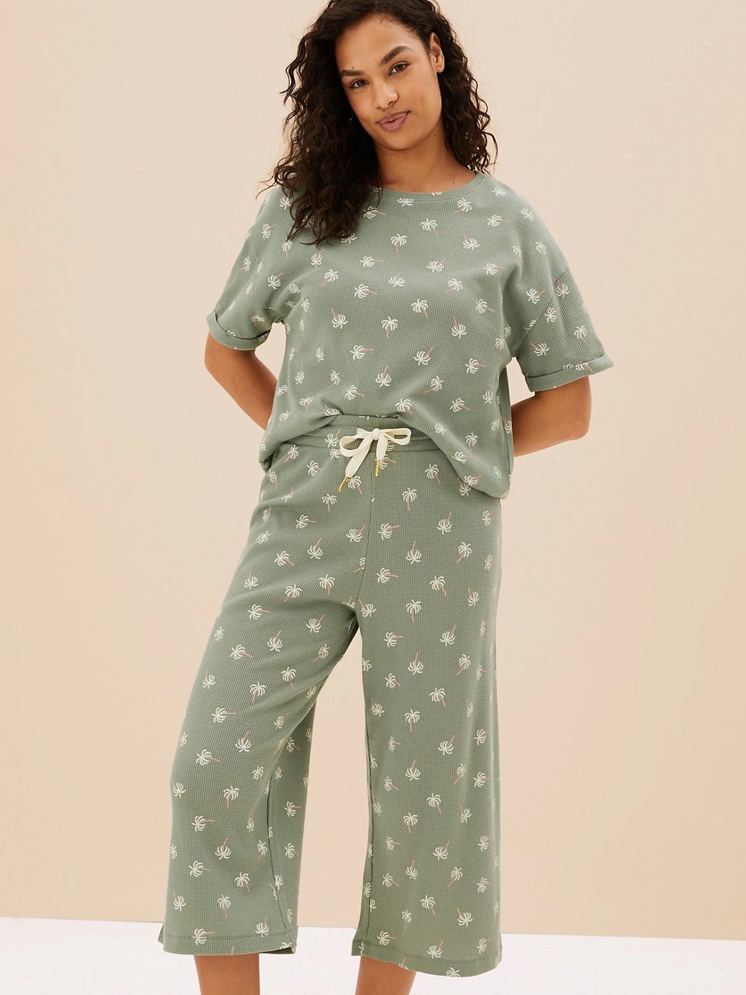 

Marks & Spencer Women Printed Lounge Pants, Green