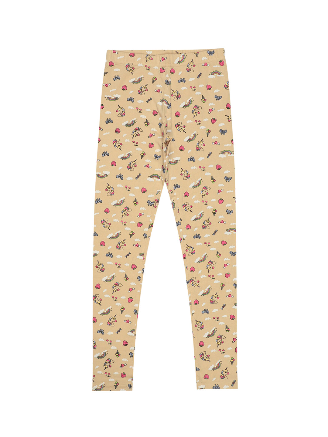 

Bodycare Kids Girls Printed Cotton Ankle-Length Leggings, Beige