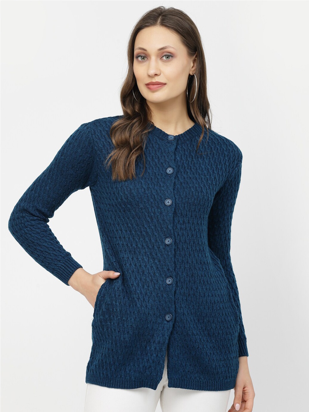 

Kalt Self Design Cable Knit Cardigan, Teal