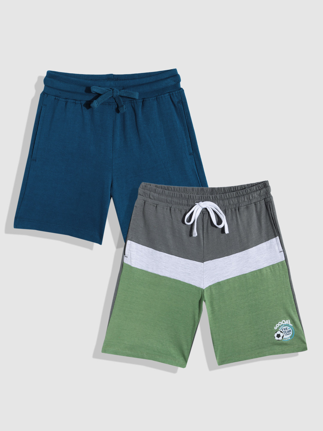 

YK Boys Pack Of 2 Slim Fit Pure Cotton Shorts, Navy blue