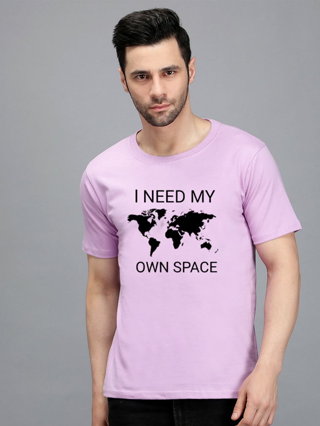 

TRENDY RABBIT Typography Printed Cotton T-shirt, Lavender