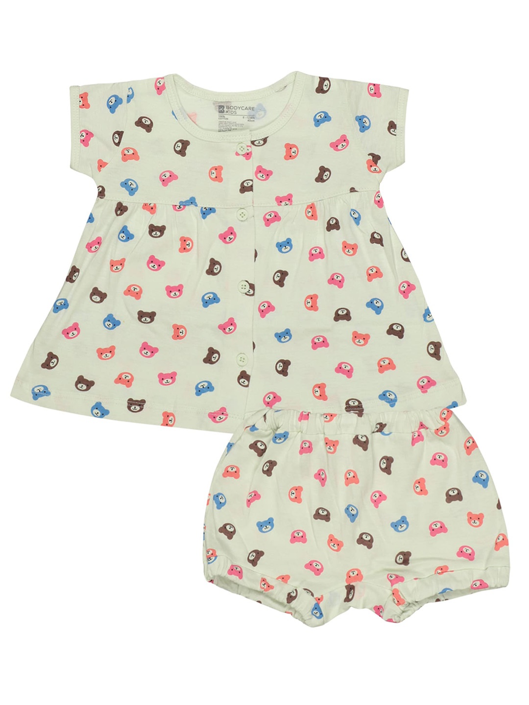 

Bodycare Kids Girls Green Printed Pure Cotton Tunic with Shorts