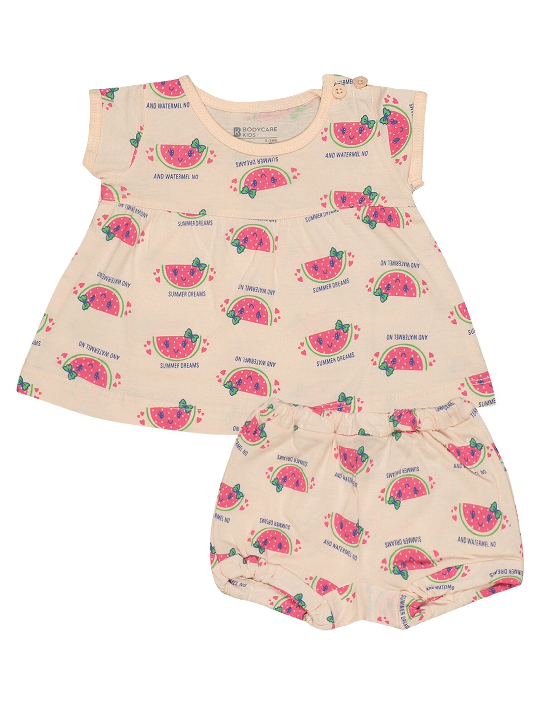 

Bodycare Kids Girls Printed Top with Shorts, Peach