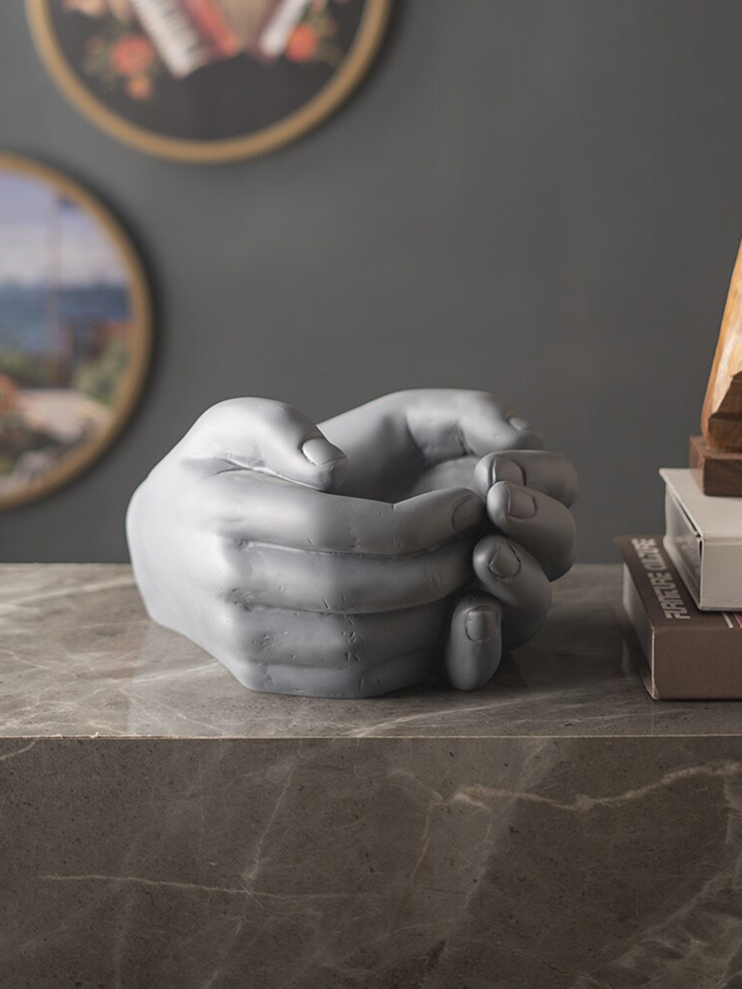 

THE ARTMENT Grey Textured Hand Of Hope Table Planter